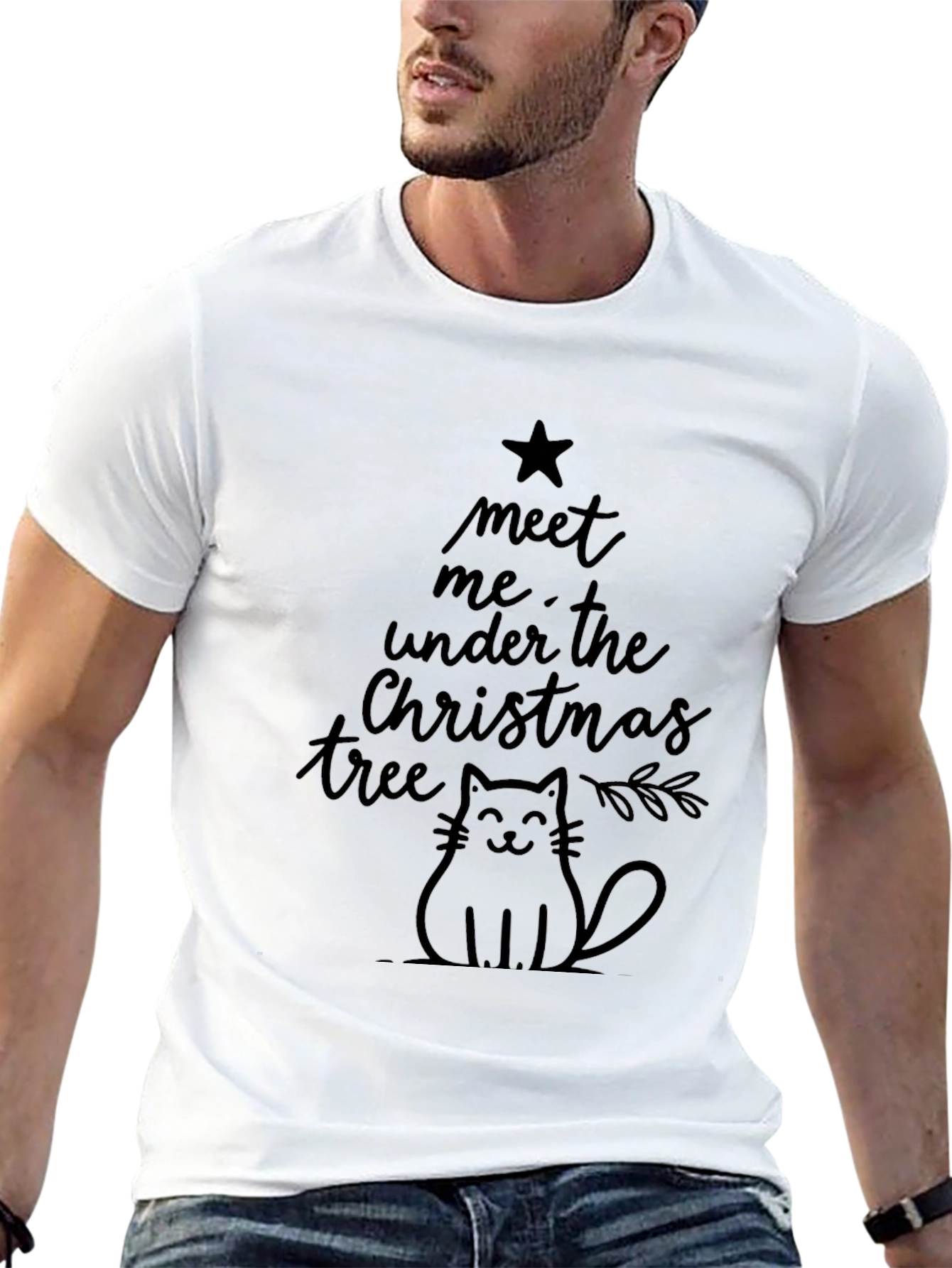 Meet Me Under the Christmas Tree Cat T-Shirt