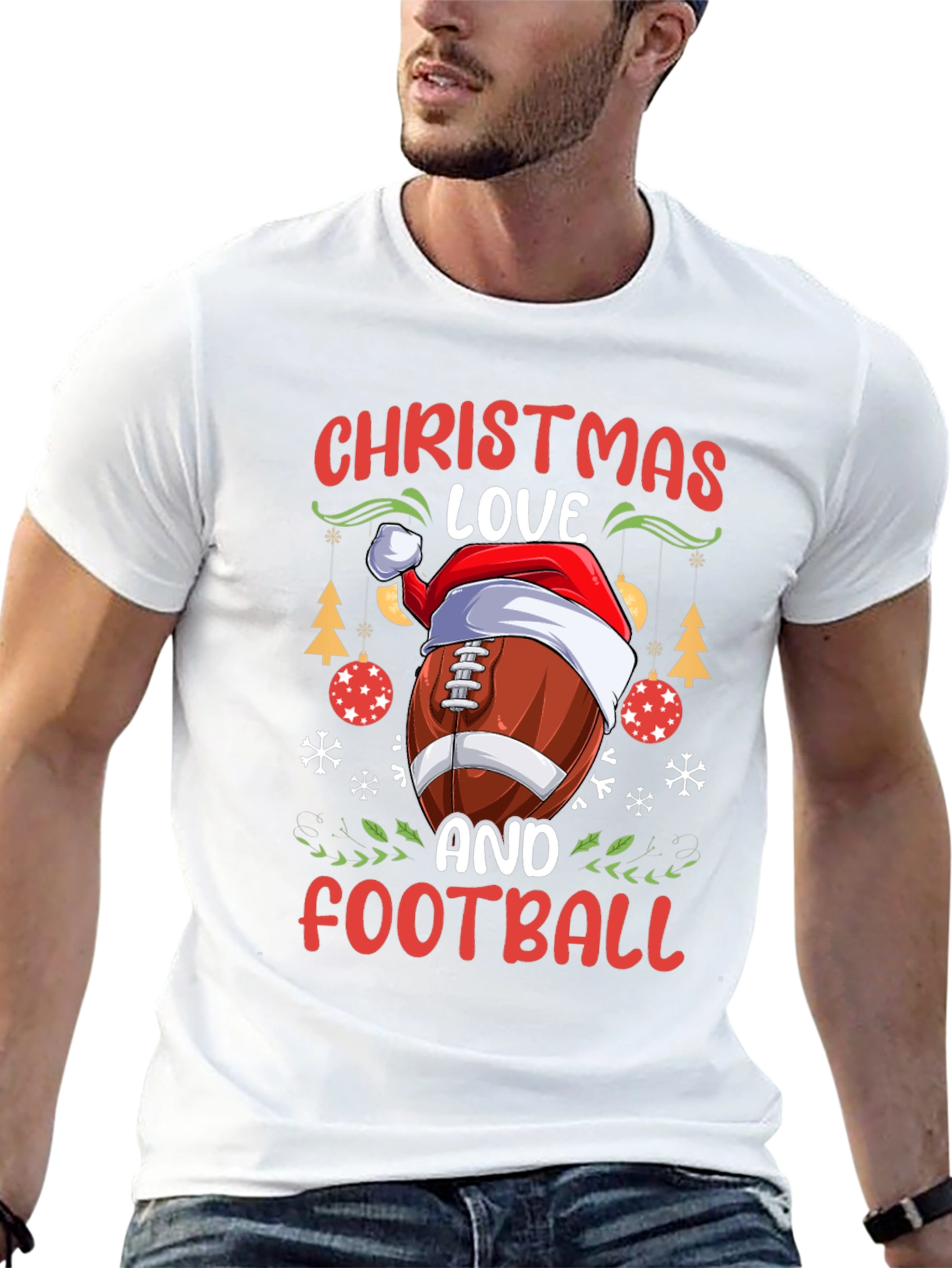 Christmas Love Football Graphic T-Shirt