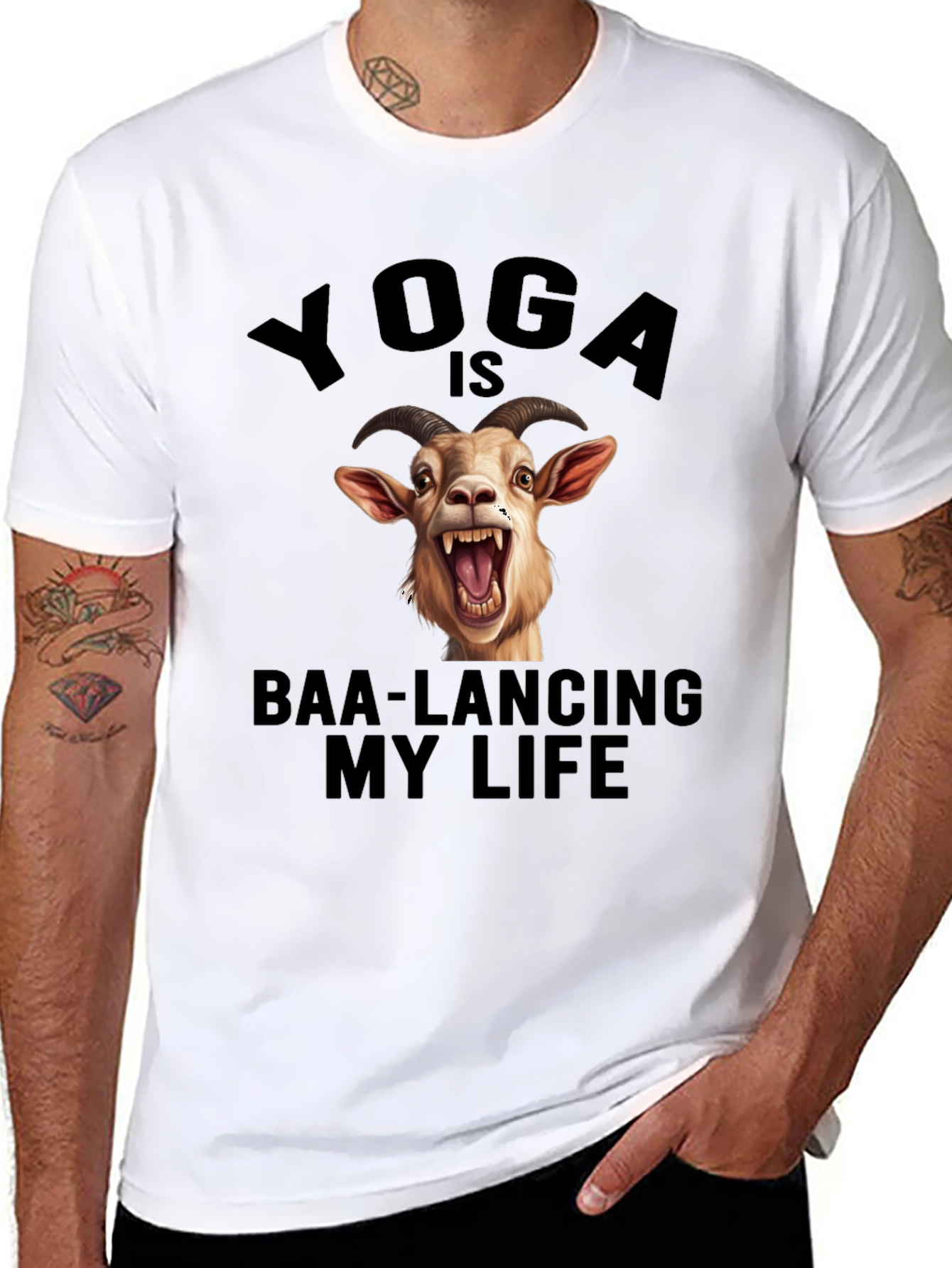 Yoga Goat T-Shirt - Baa-lancing My Life Graphic Tee