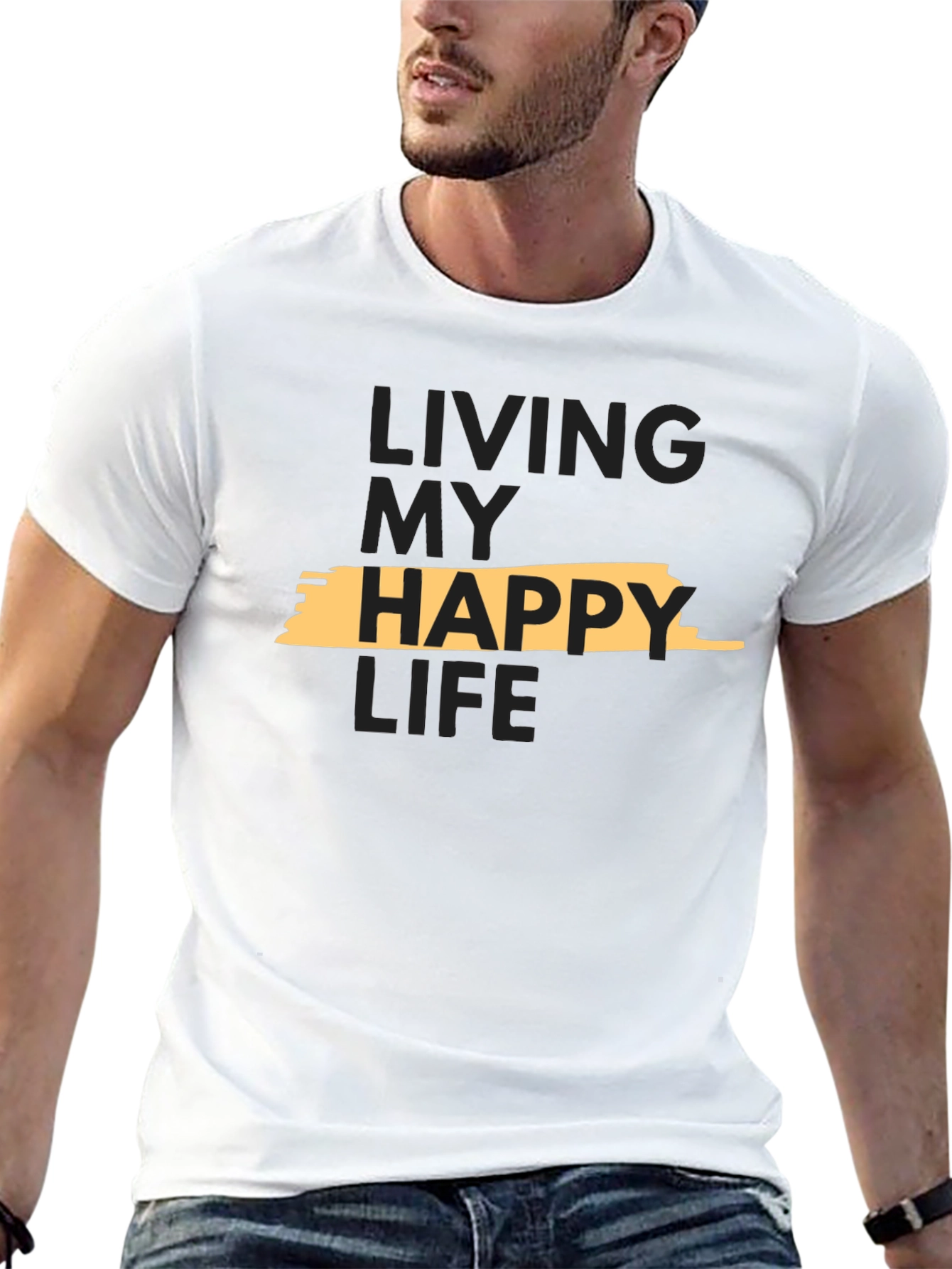 Living My Happy Life Graphic Tee - Black