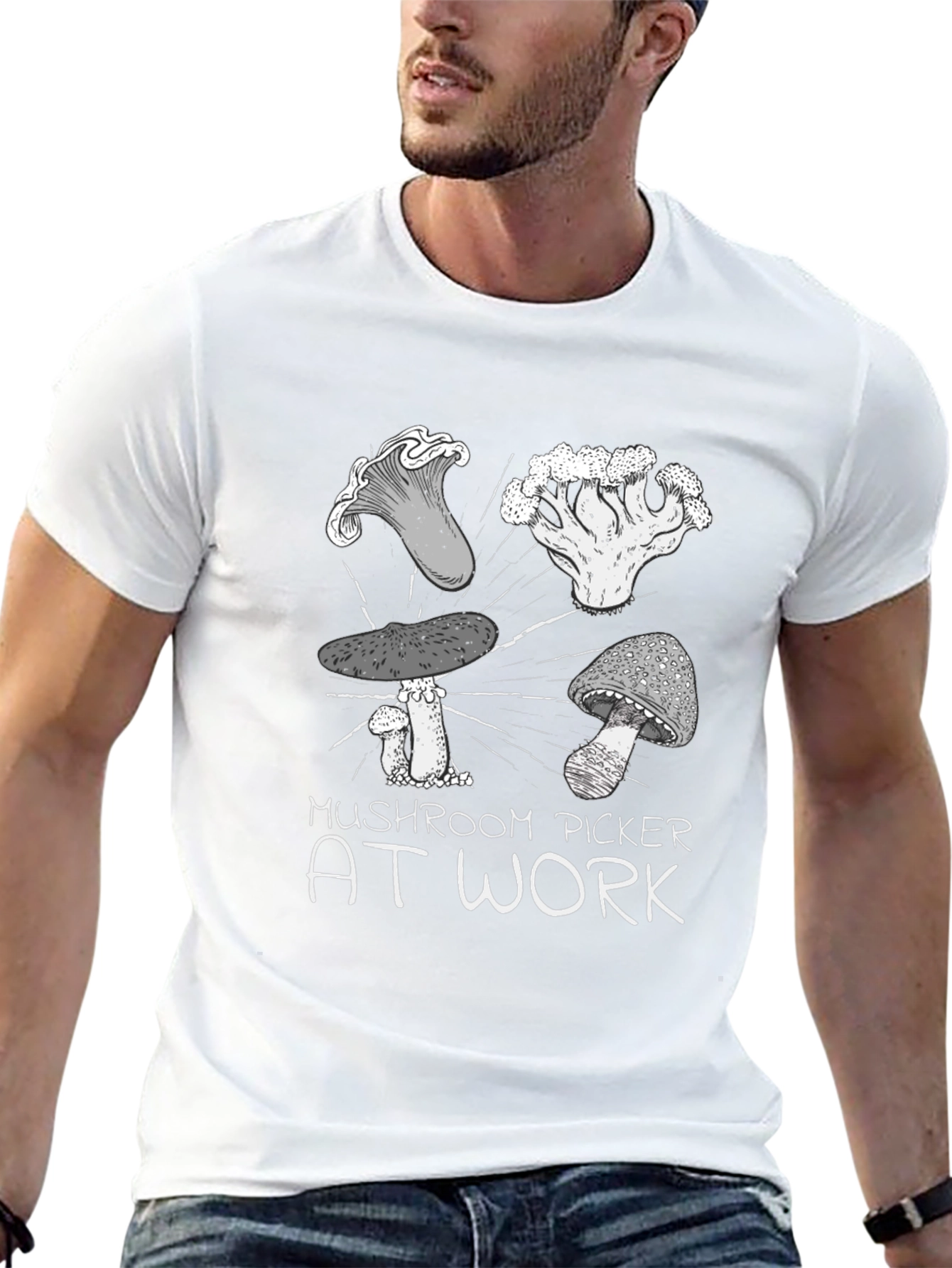 Mushroom Picker at Work Graphic Tee