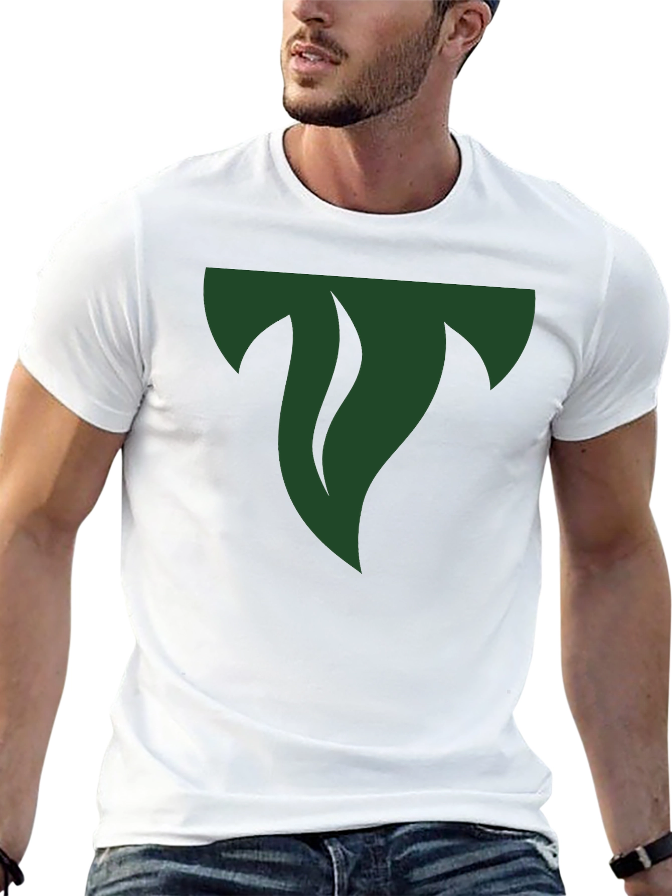 Mens Black Tee with Abstract Green Logo