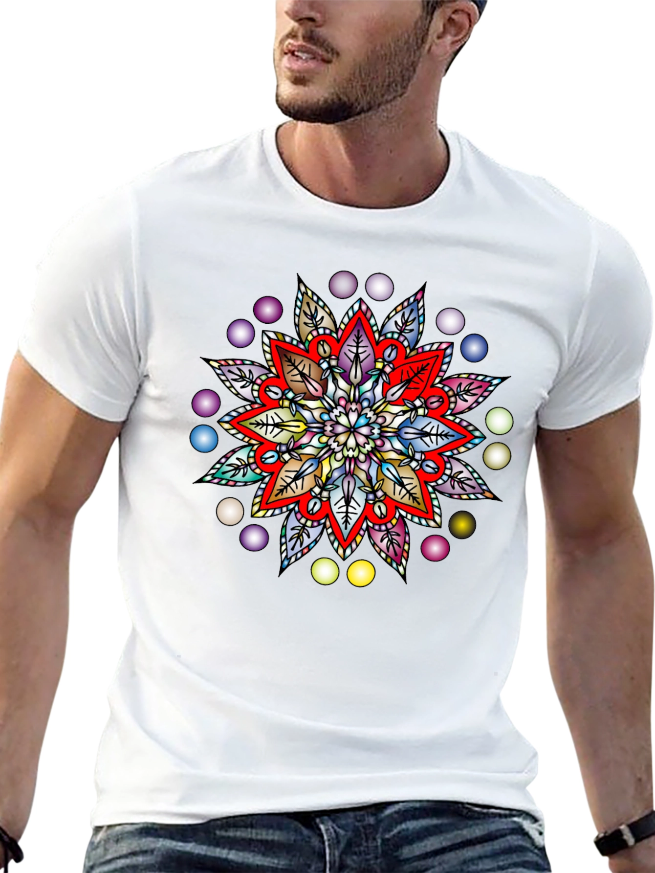 Vibrant Mandala Graphic Black T-Shirt