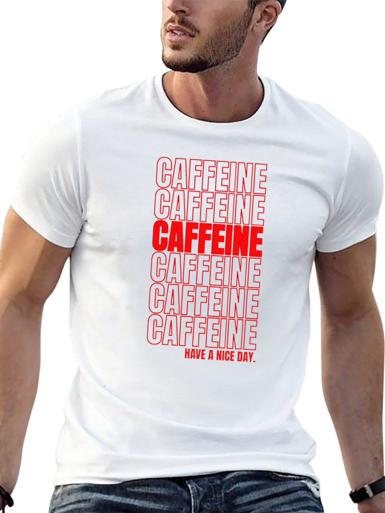 Caffeine T-Shirt - Black with Red Lettering