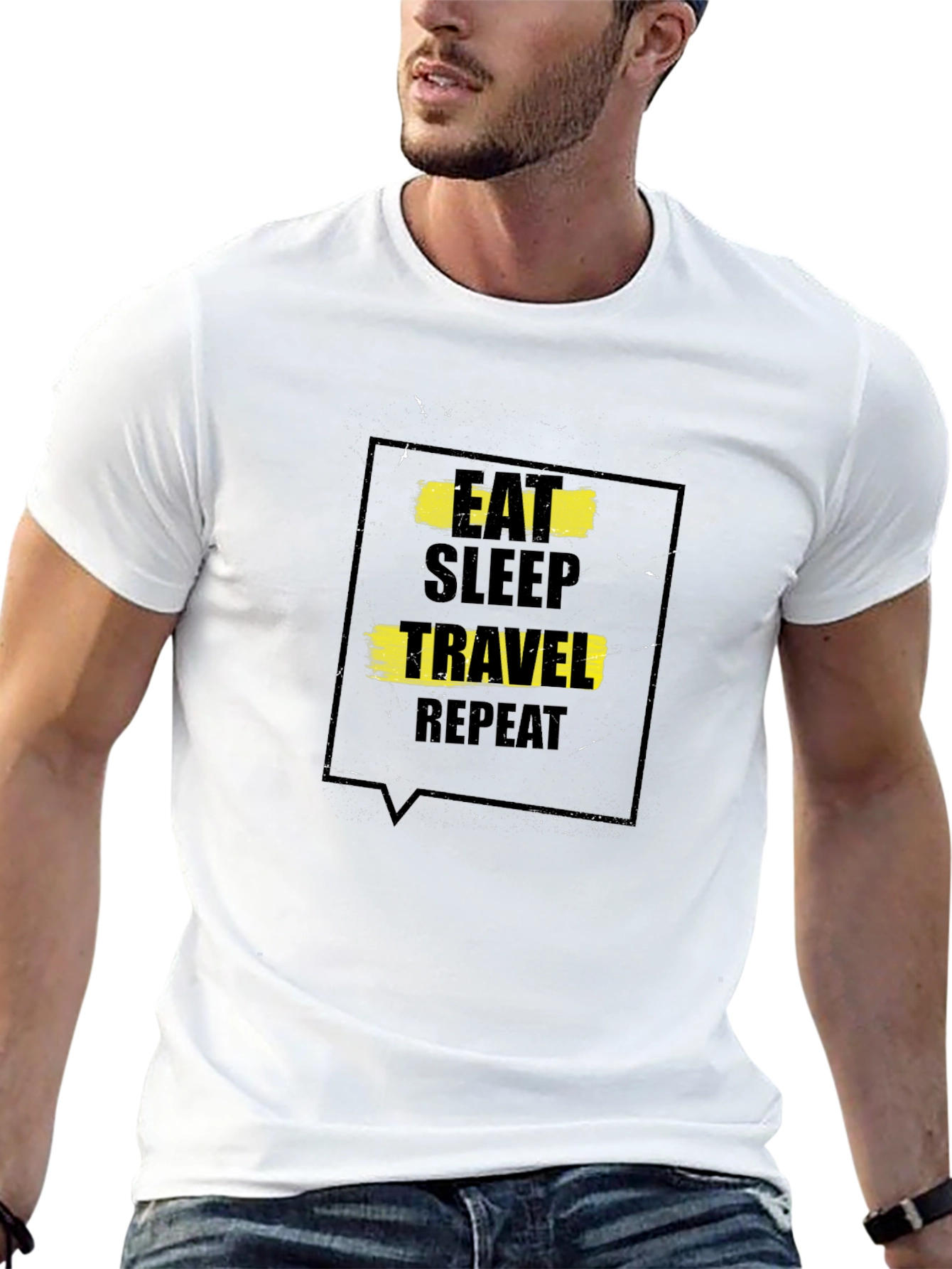 Eat Sleep Travel Repeat Black T-Shirt