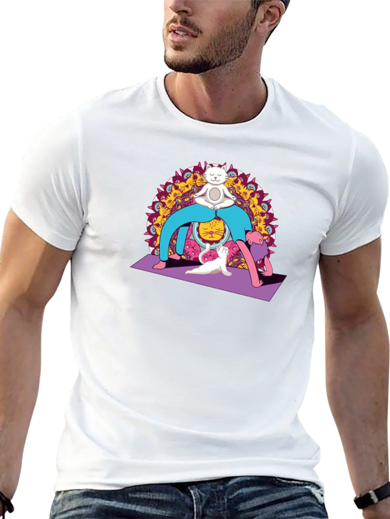 Yoga Cat Black T-Shirt