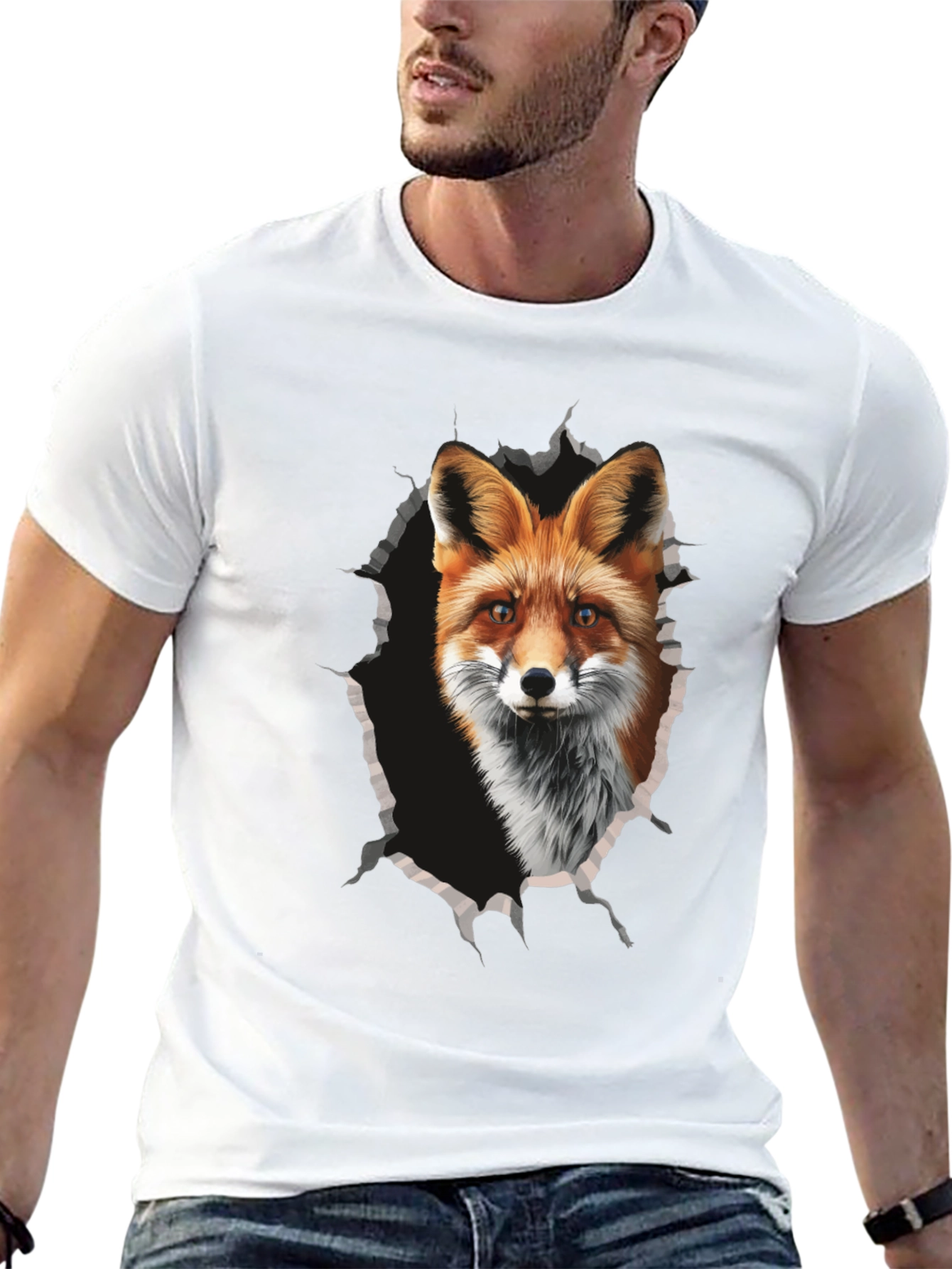 Fox Graphic Print Tee - Mens Black T-Shirt
