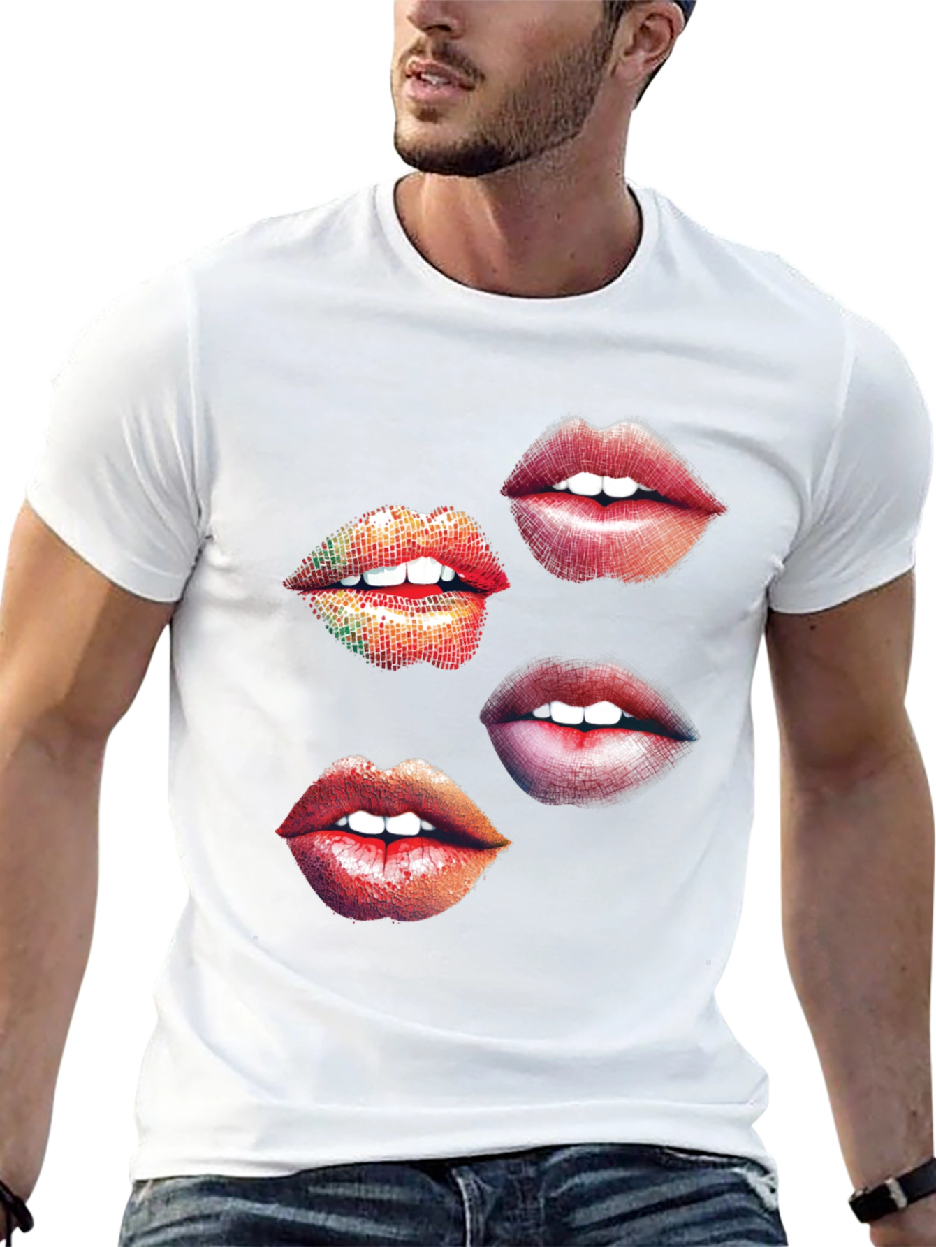 Lips Graphic Print Black T-Shirt