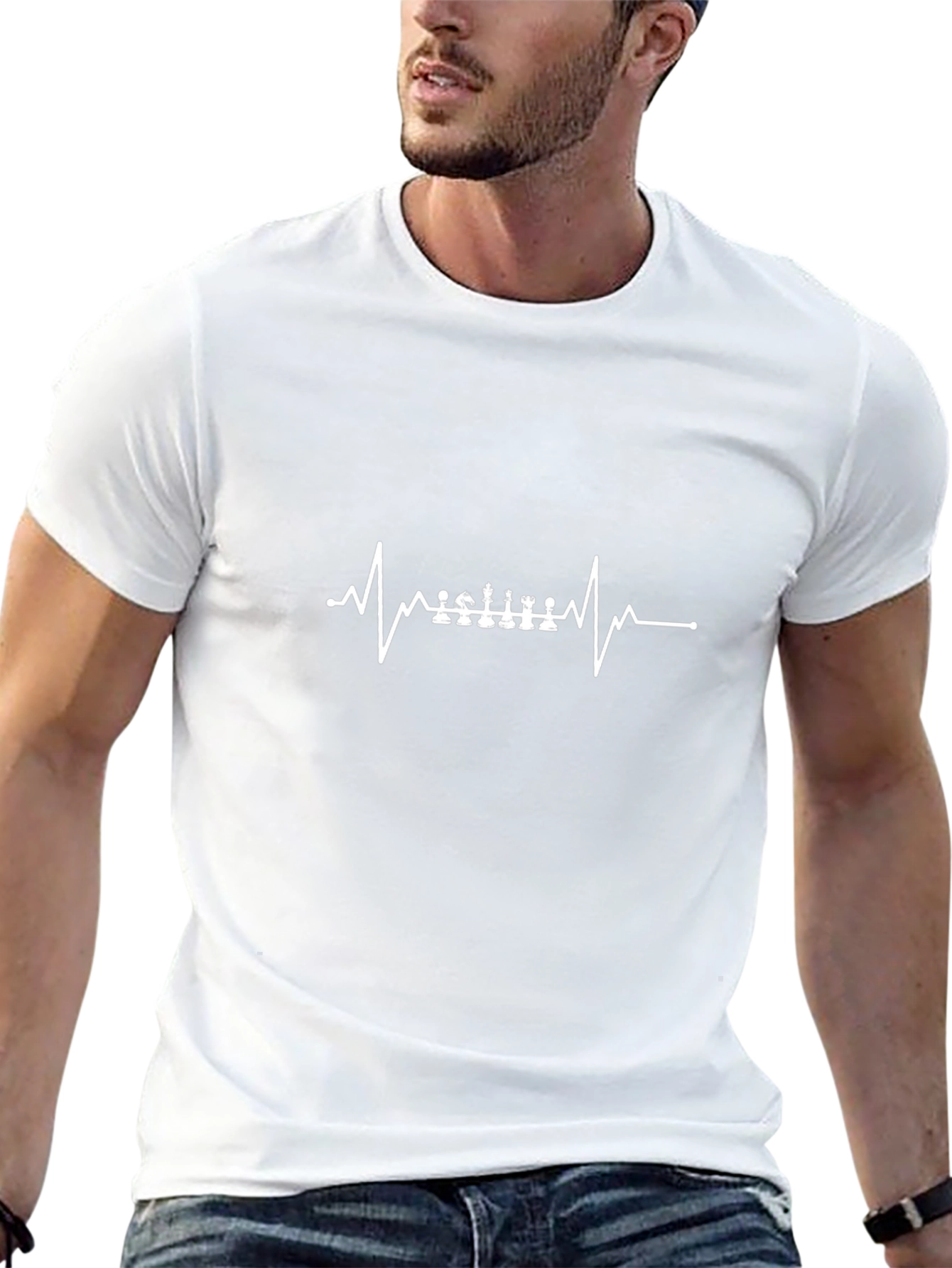 Chess Heartbeat Graphic Tee - Black Cotton T-Shirt