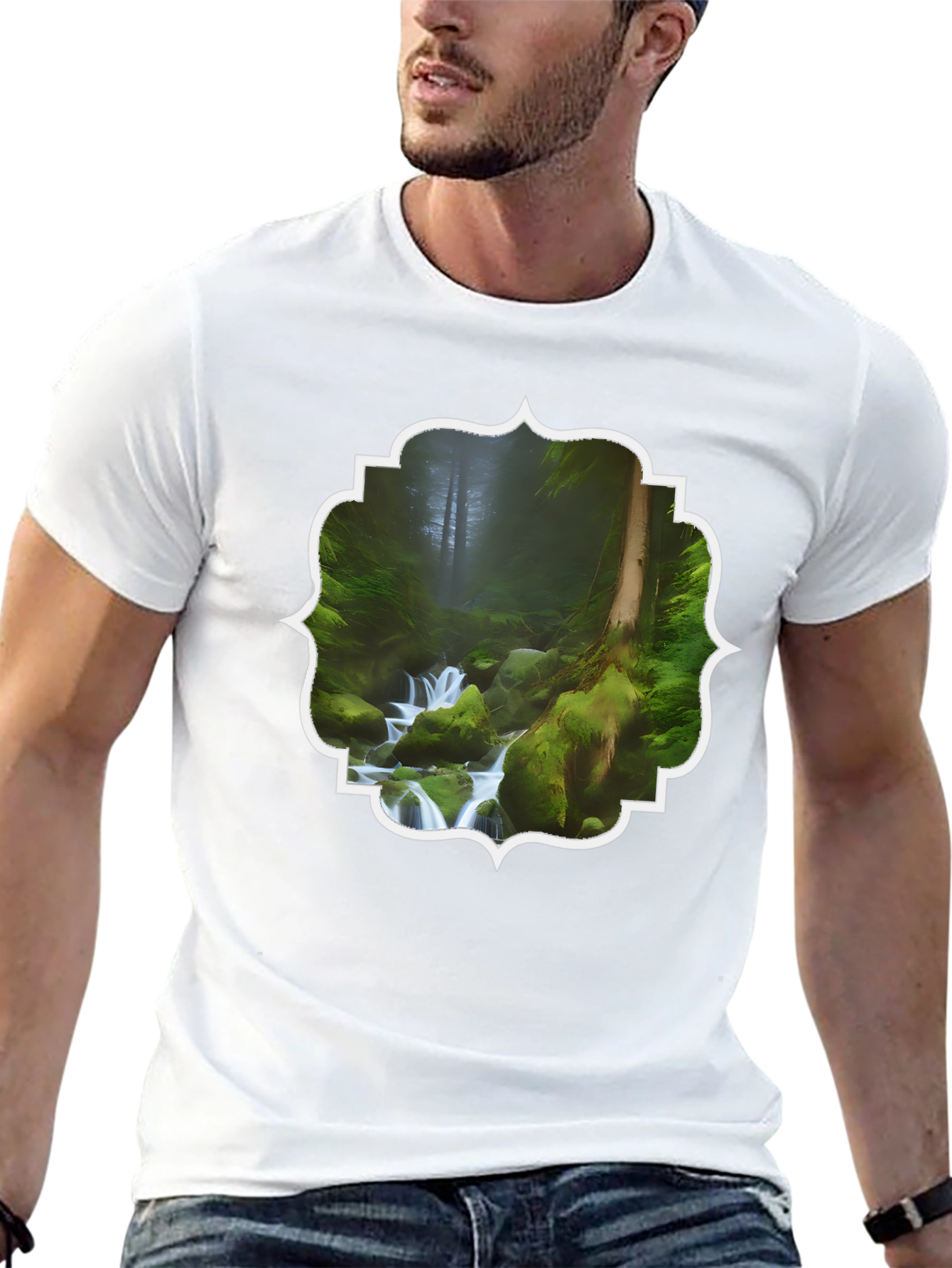 Nature Stream Graphic Tee - Black Cotton Blend