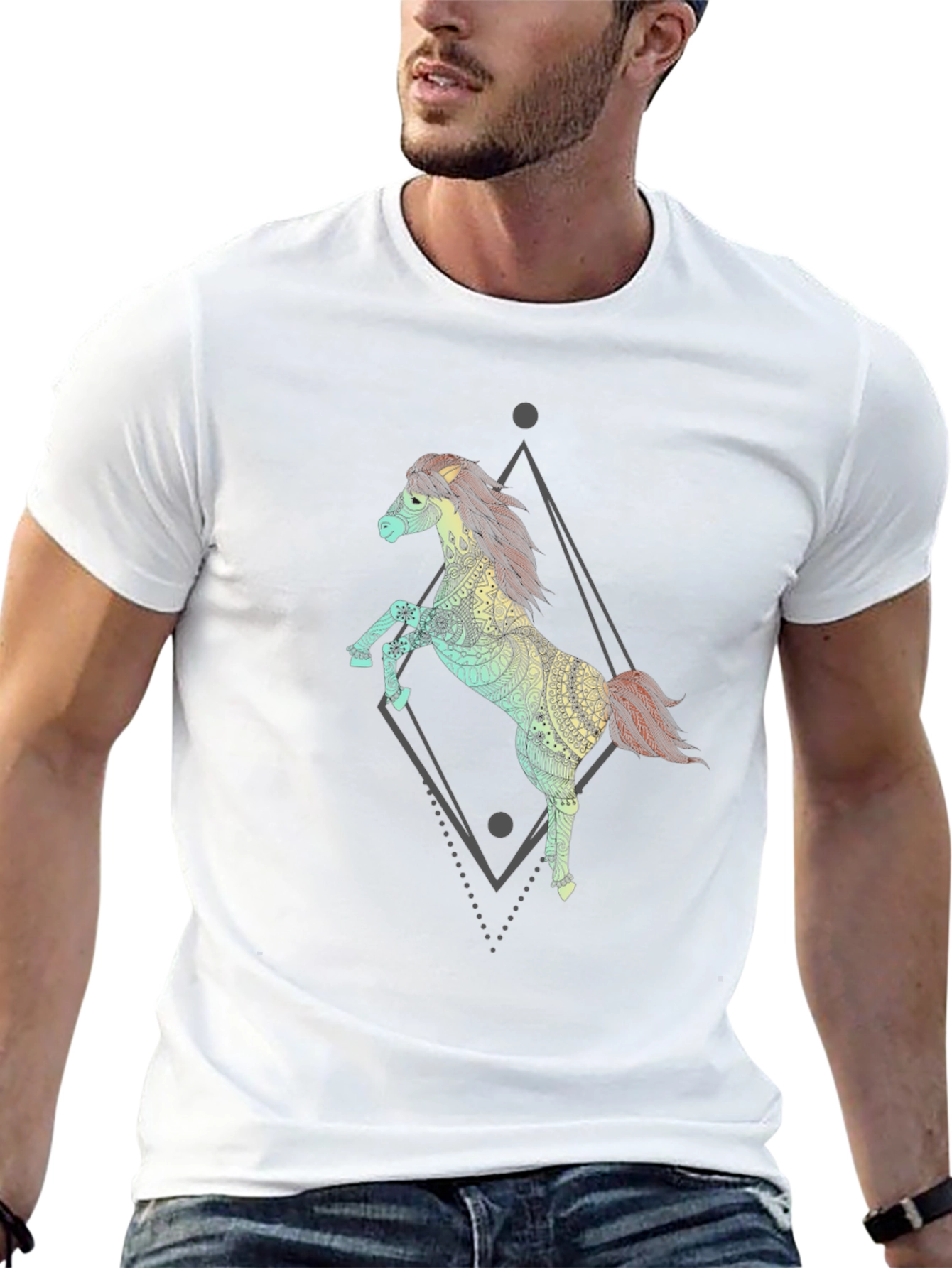 Equine Art Tee - Mens Black Graphic T-Shirt