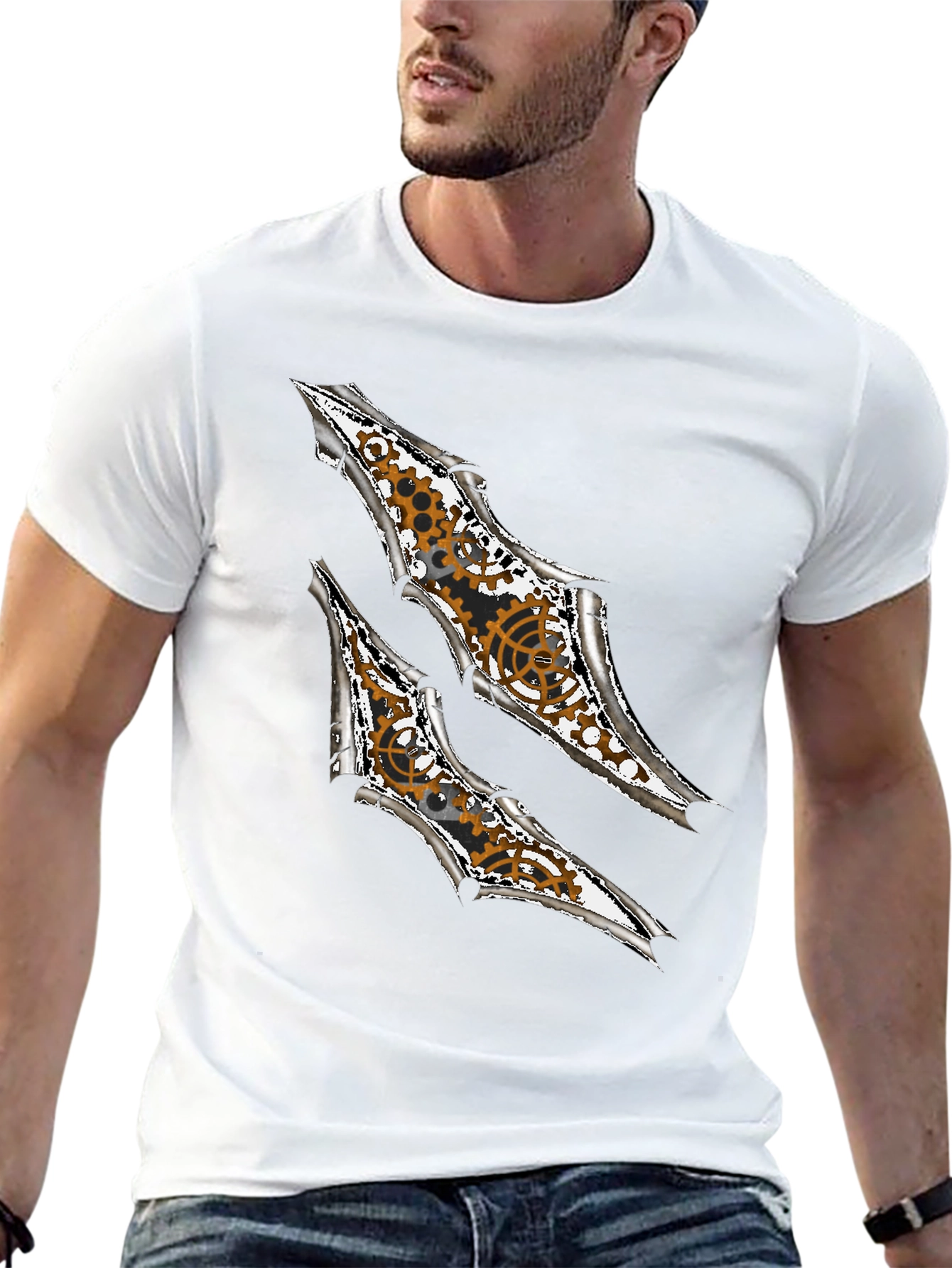 Steampunk Claw Design Graphic Black T-Shirt
