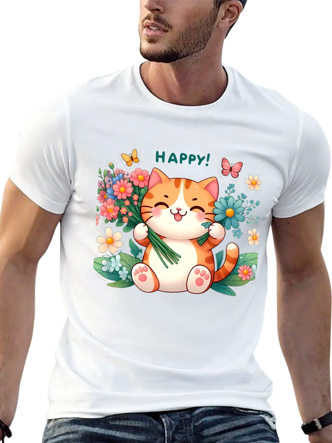 Happy Cat Graphic T-Shirt