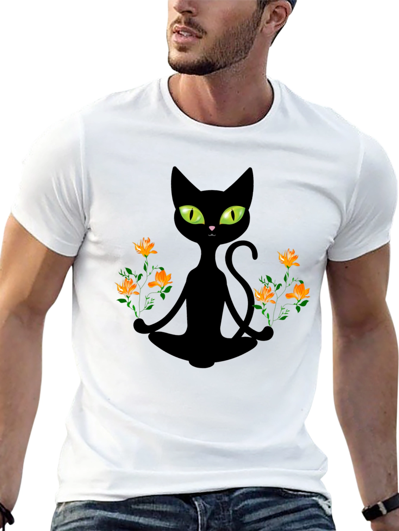 Meditating Cat Graphic Tee