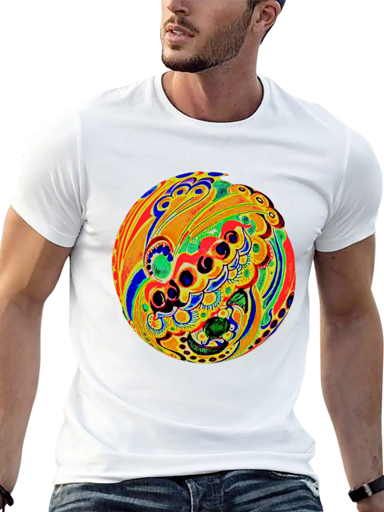 Psychedelic Circle Graphic Black T-Shirt