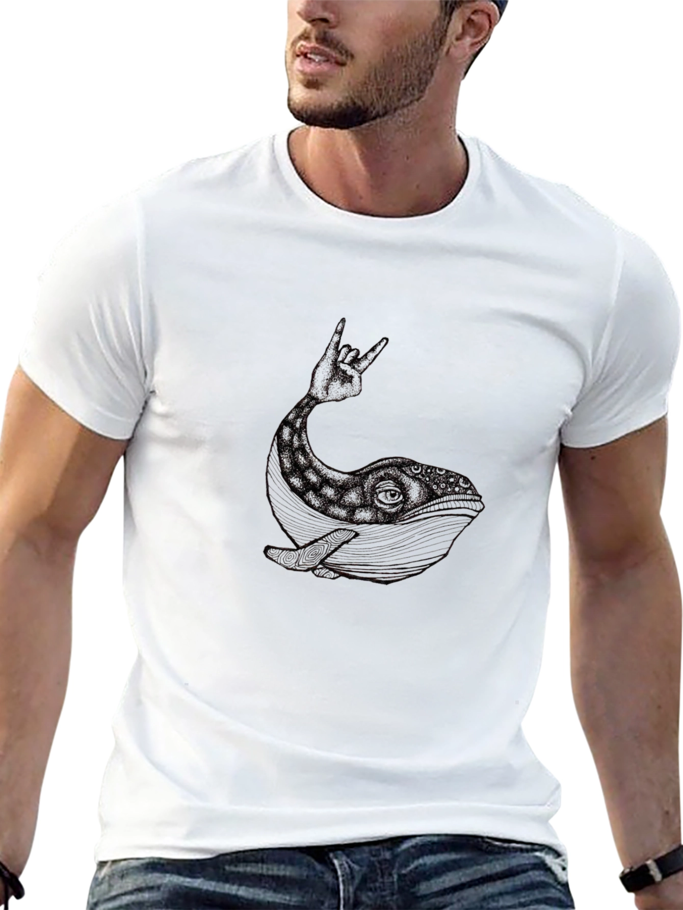 Whale Rock Hand Gesture Graphic Tee
