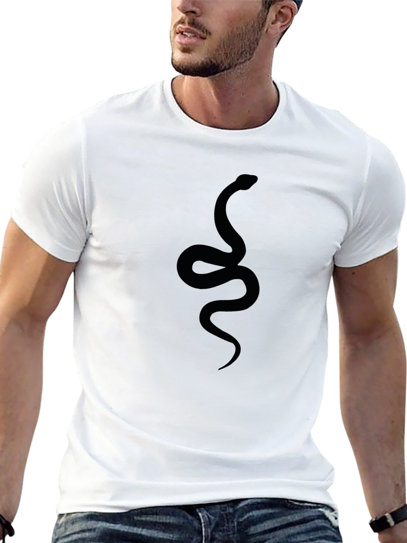 Mens Black Snake Graphic Tee - Stylish Casual Wear