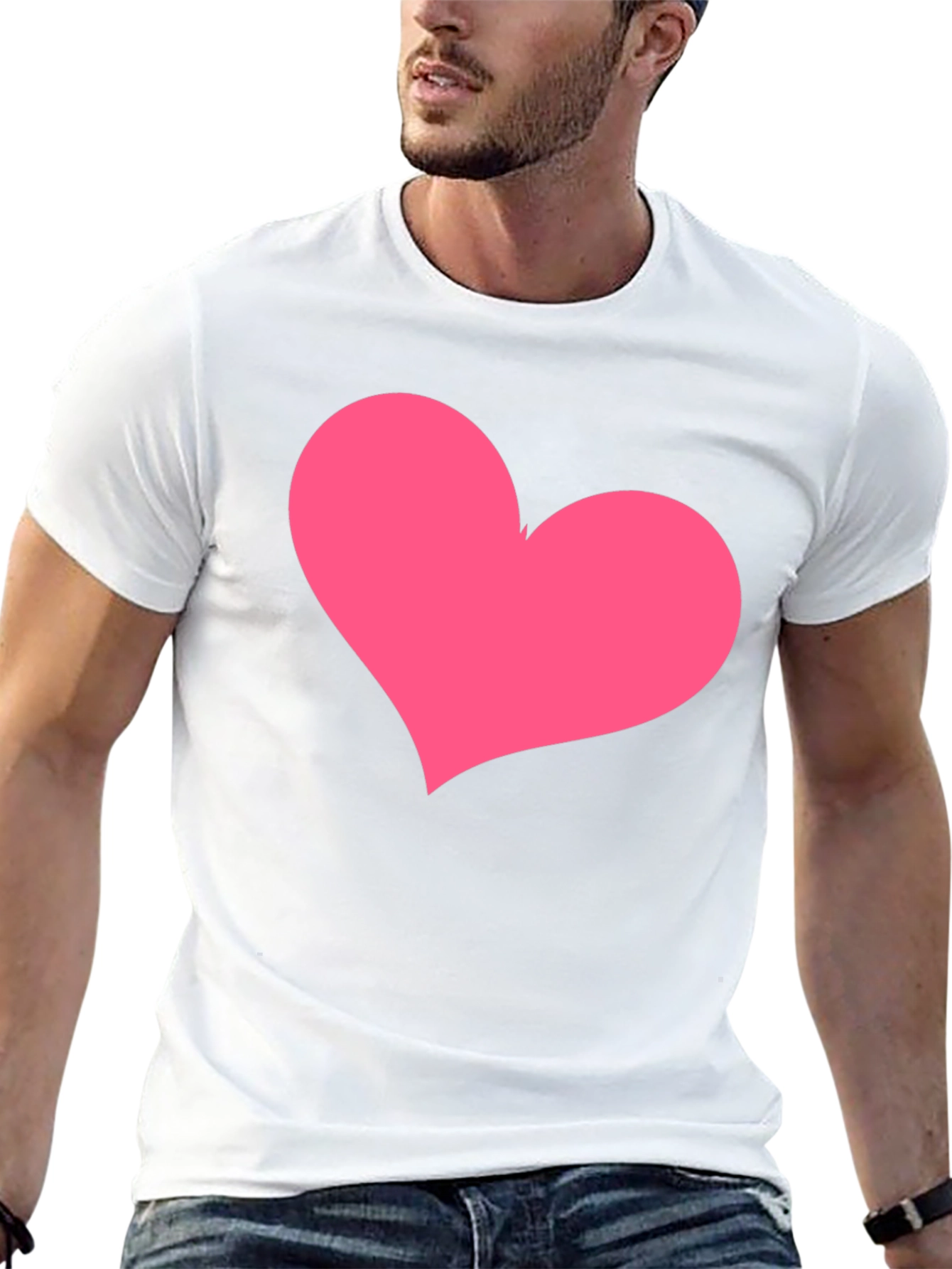 Black T-Shirt with Pink Heart Graphic