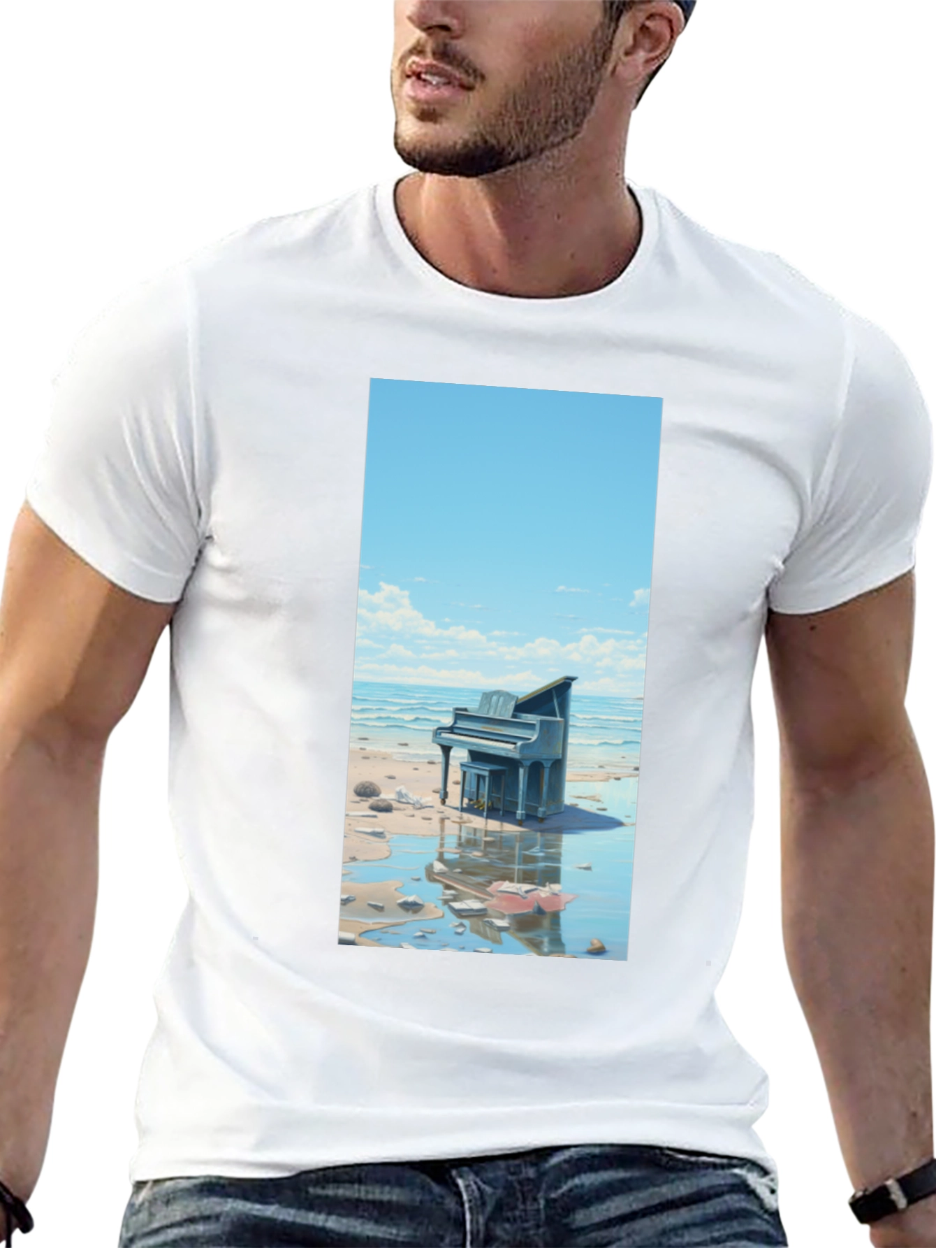Beach Piano Graphic Tee - Unique Design