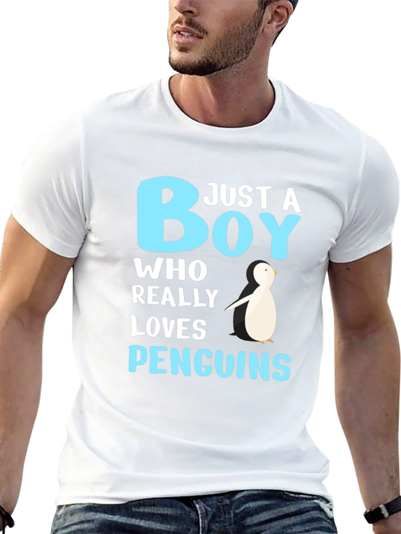 Just A Boy Who Loves Penguins Black T-Shirt