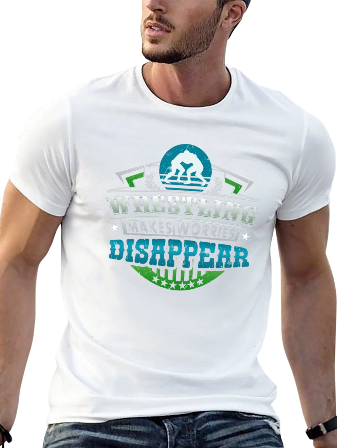 Wrestling Makes Worries Disappear Black T-Shirt