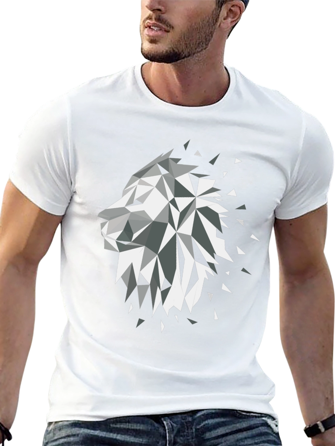 Geometric Lion Black Graphic Tee
