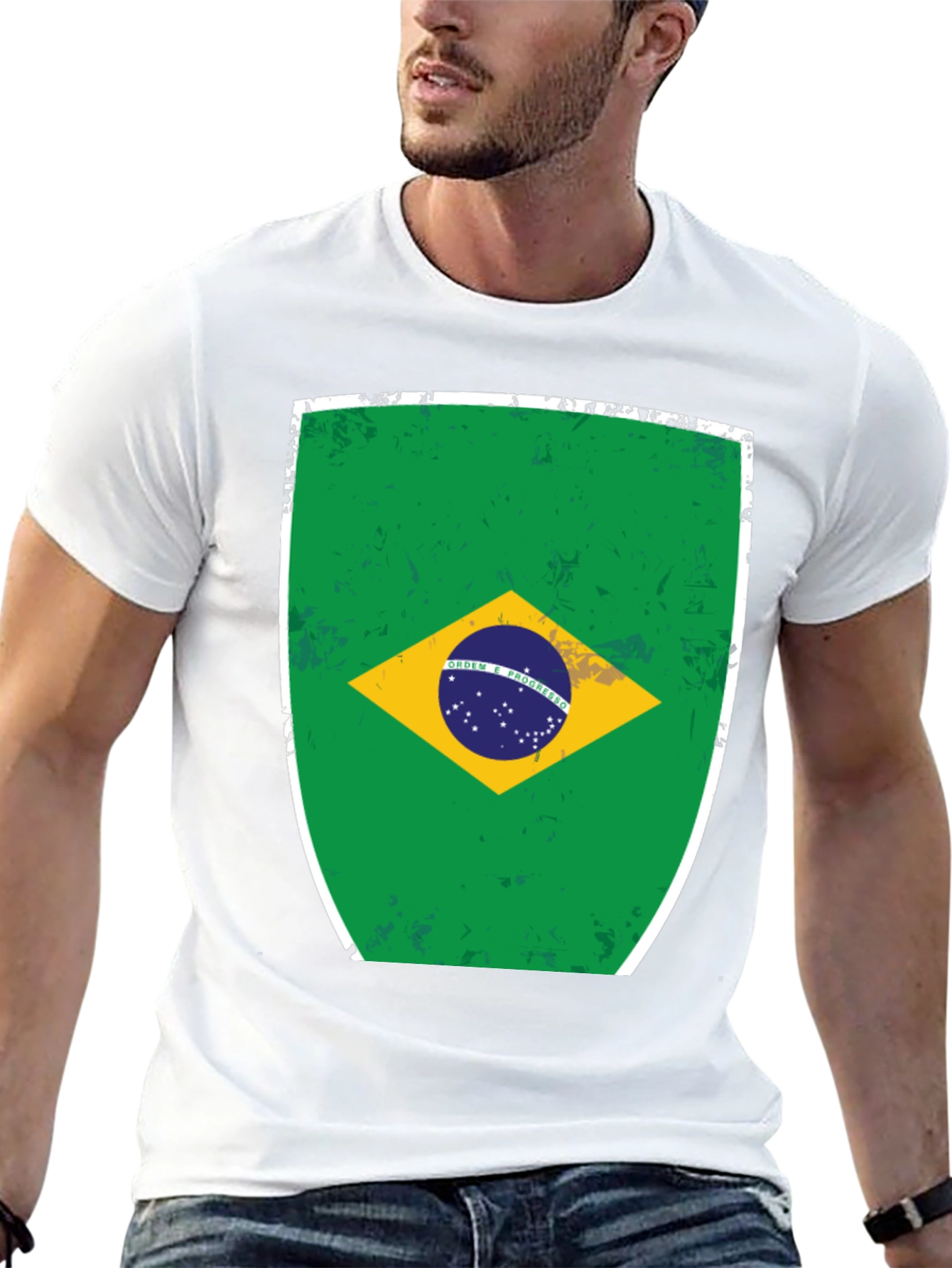 Brazil Flag Graphic Tee - Mens Black T-Shirt