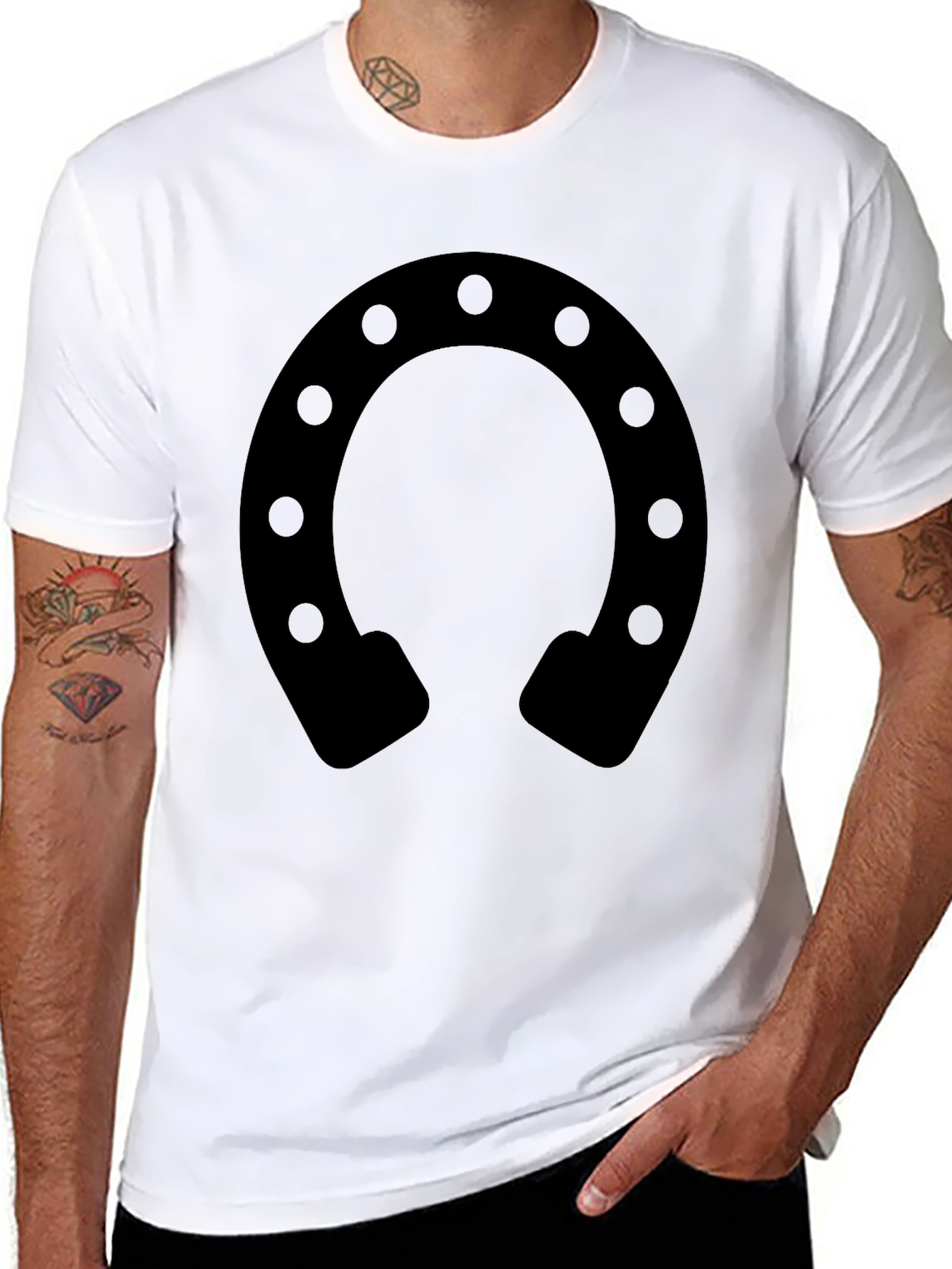 Lucky Horseshoe Graphic T-Shirt - Unisex Black Tee