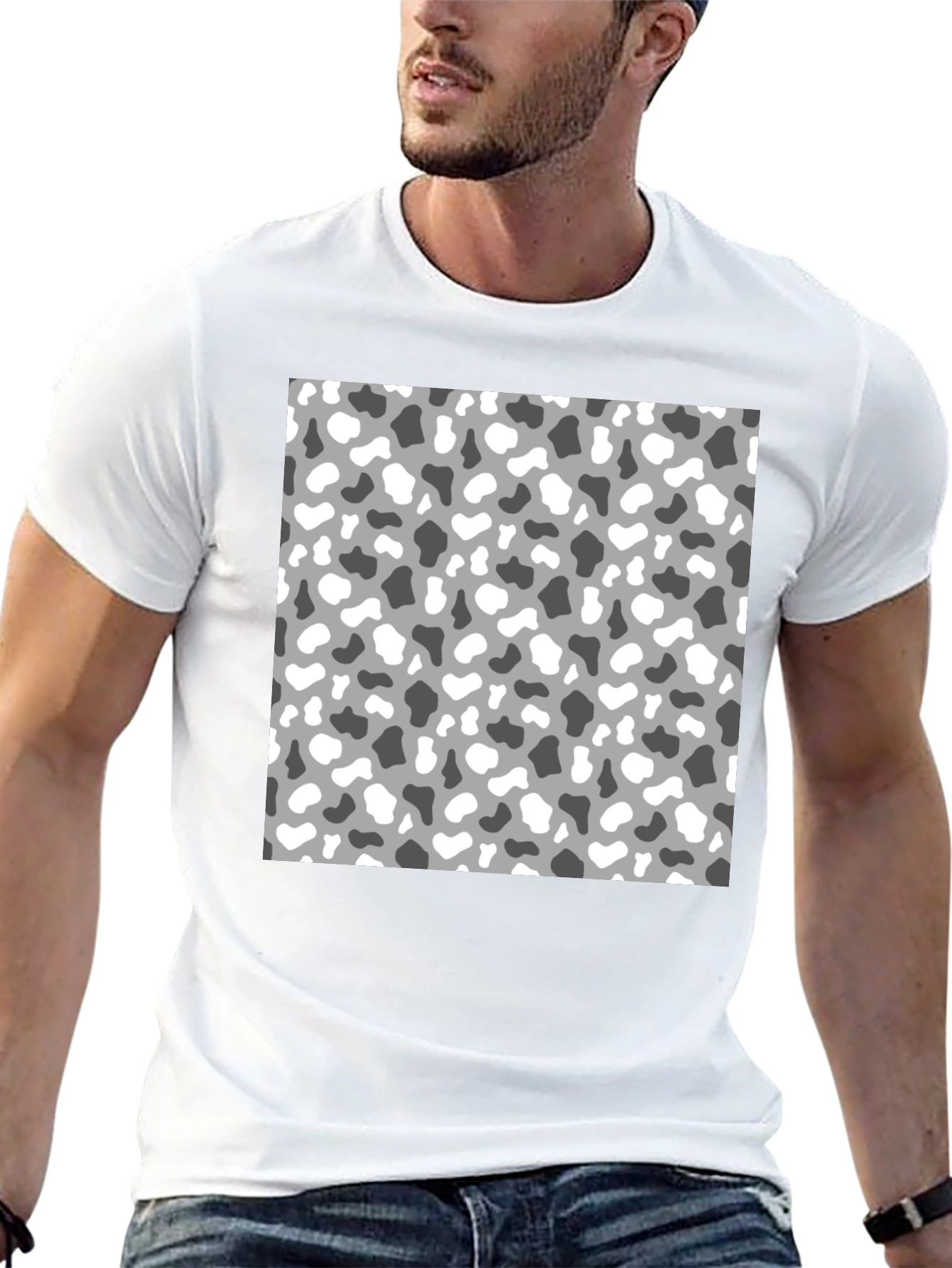 Trendy Camo Print Mens Black T-Shirt