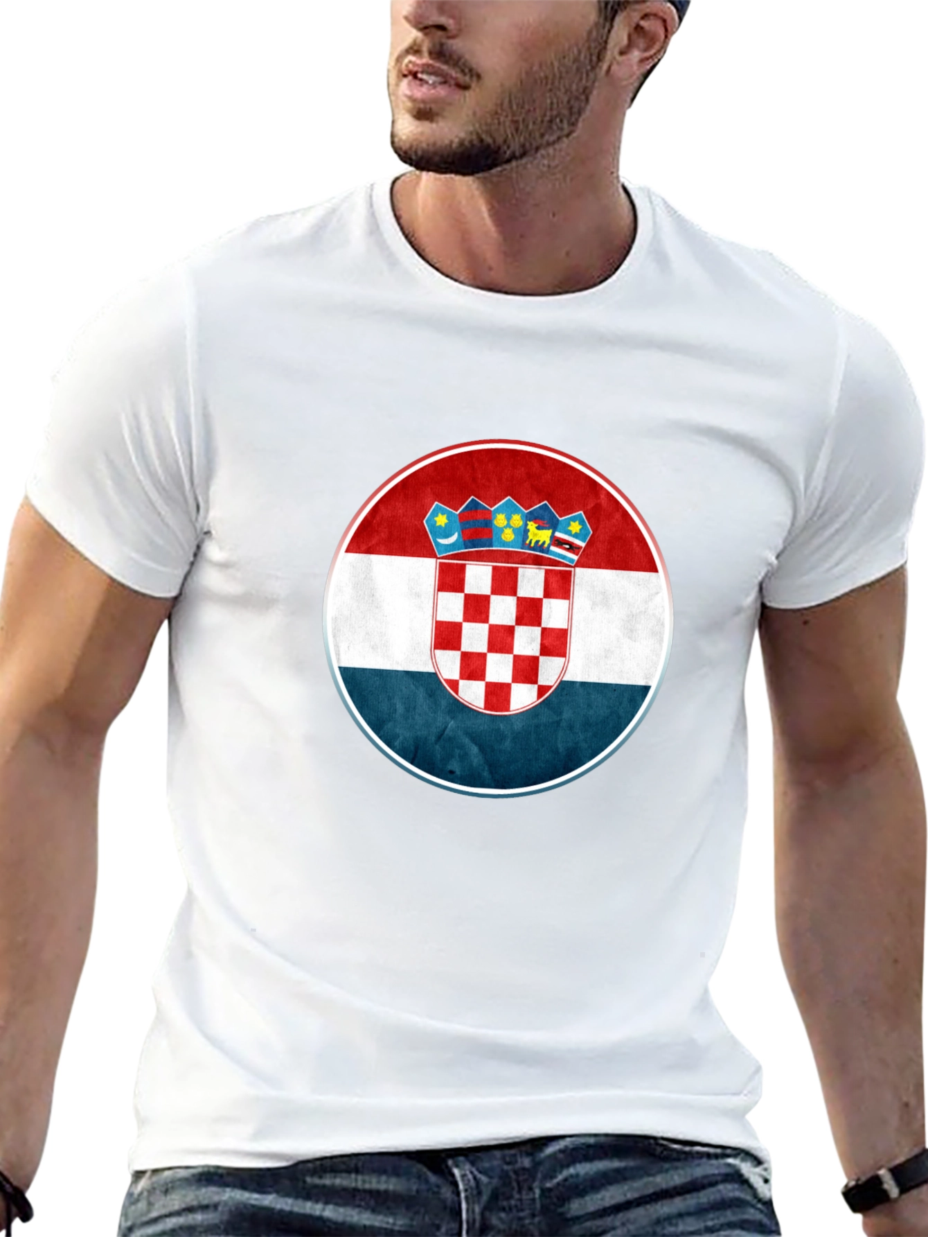 Croatia Flag Graphic Tee - Black Casual T-Shirt