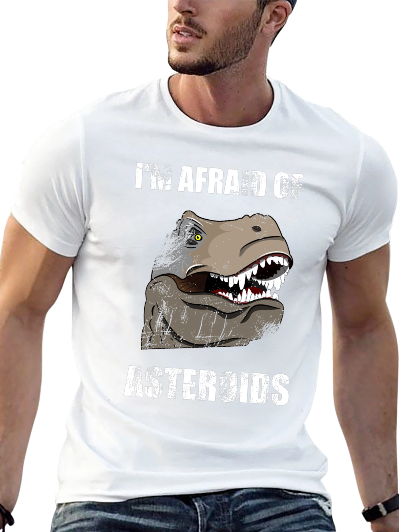 Im Afraid of Asteroids Dinosaur Graphic Tee