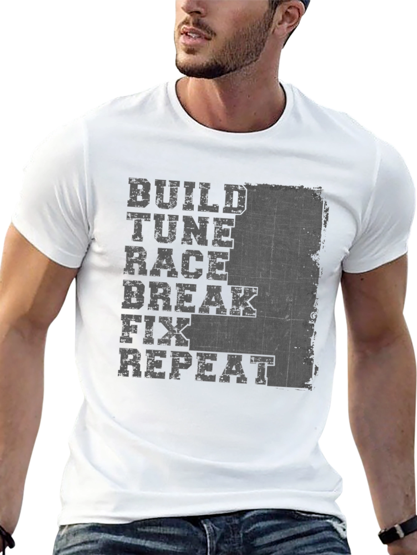 Build Tune Race Repeat T-Shirt - Car Enthusiast Apparel
