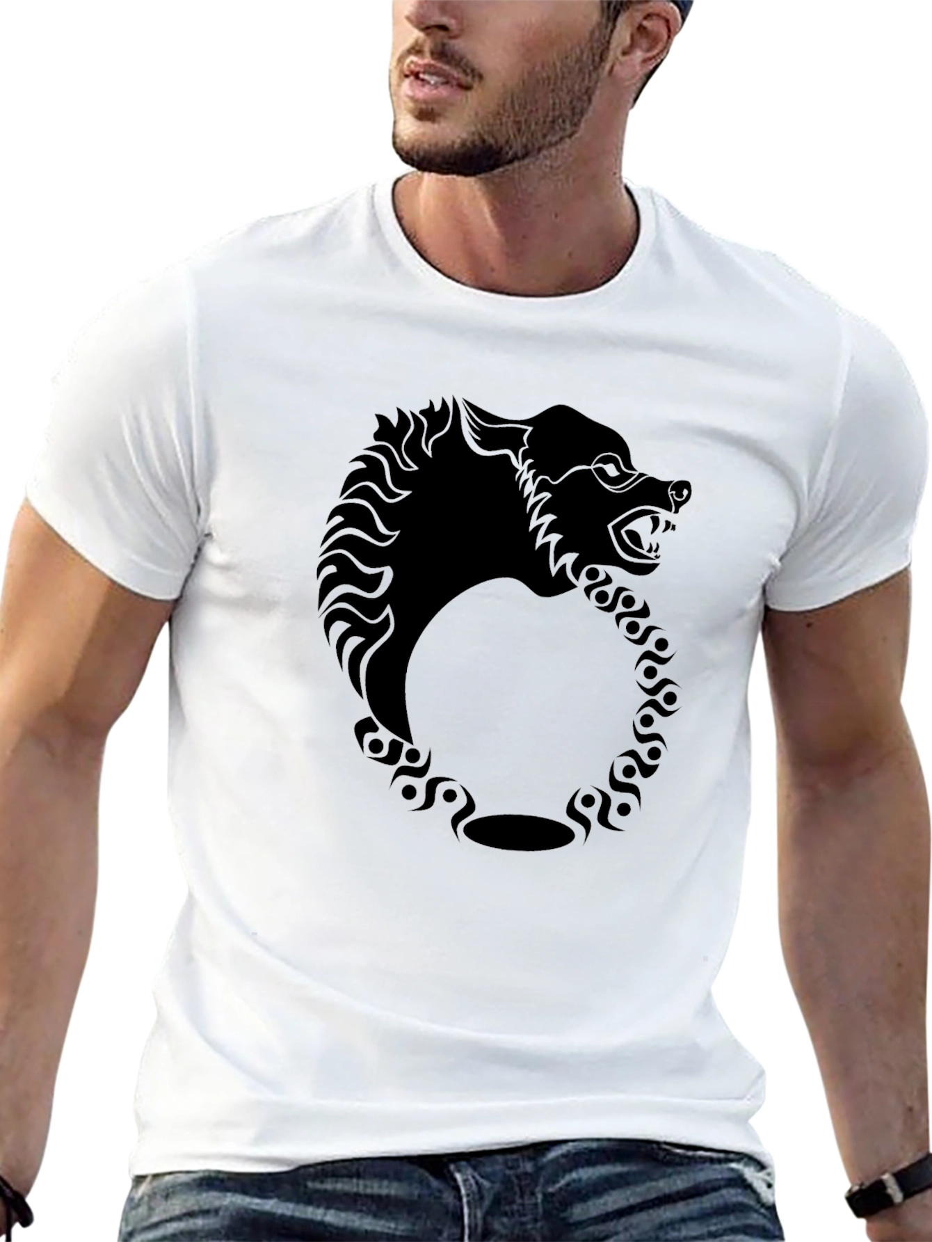 Ouroboros Wolf Mens Black Graphic Tee
