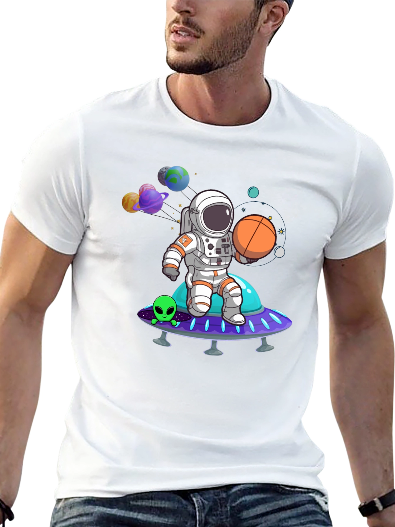 Astronaut on Spaceship Graphic Tee