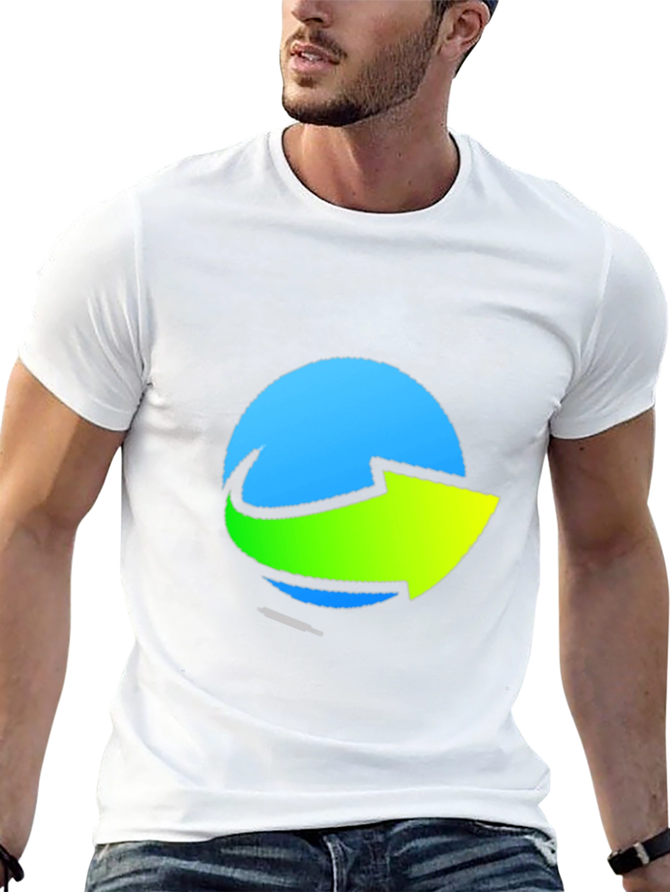 Stylish Graphic Tee - Blue & Green Arrow Design