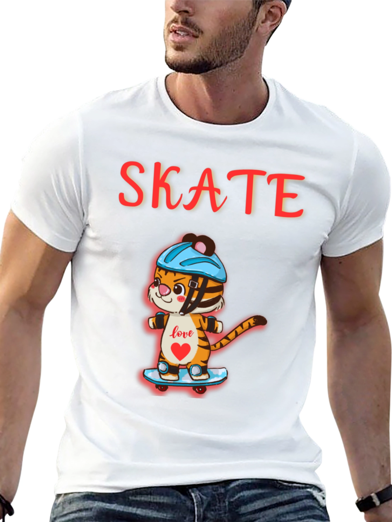 Skateboarding Tiger Graphic Tee