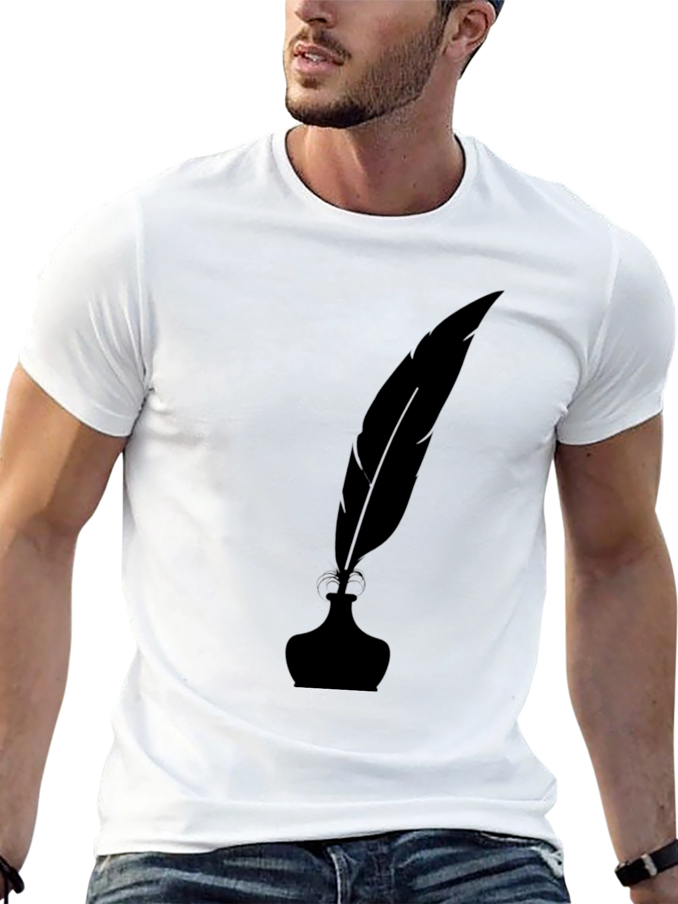 Inkwell & Quill Pen Black Graphic T-Shirt