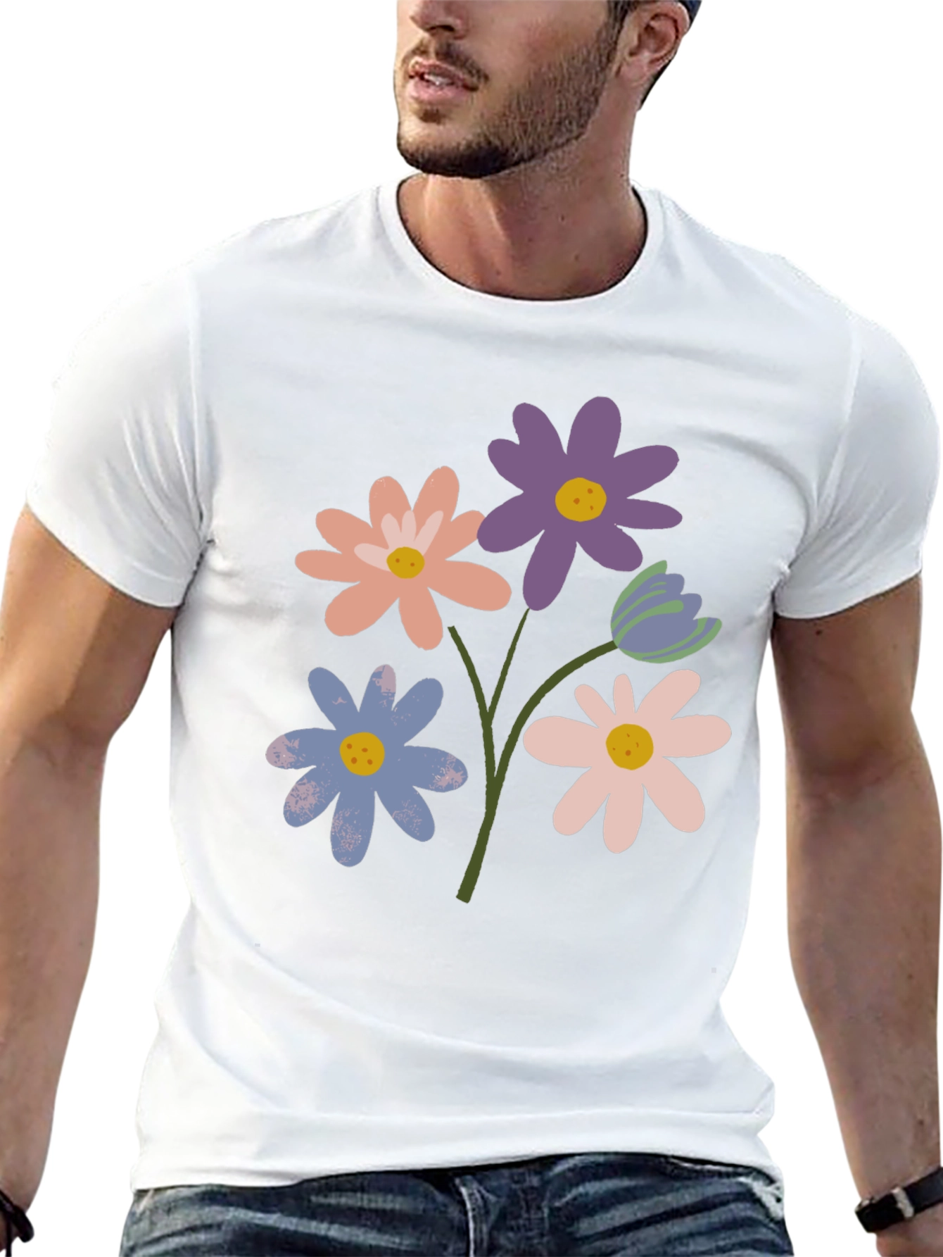 Floral Graphic Print Tee - Trendy Casual Style