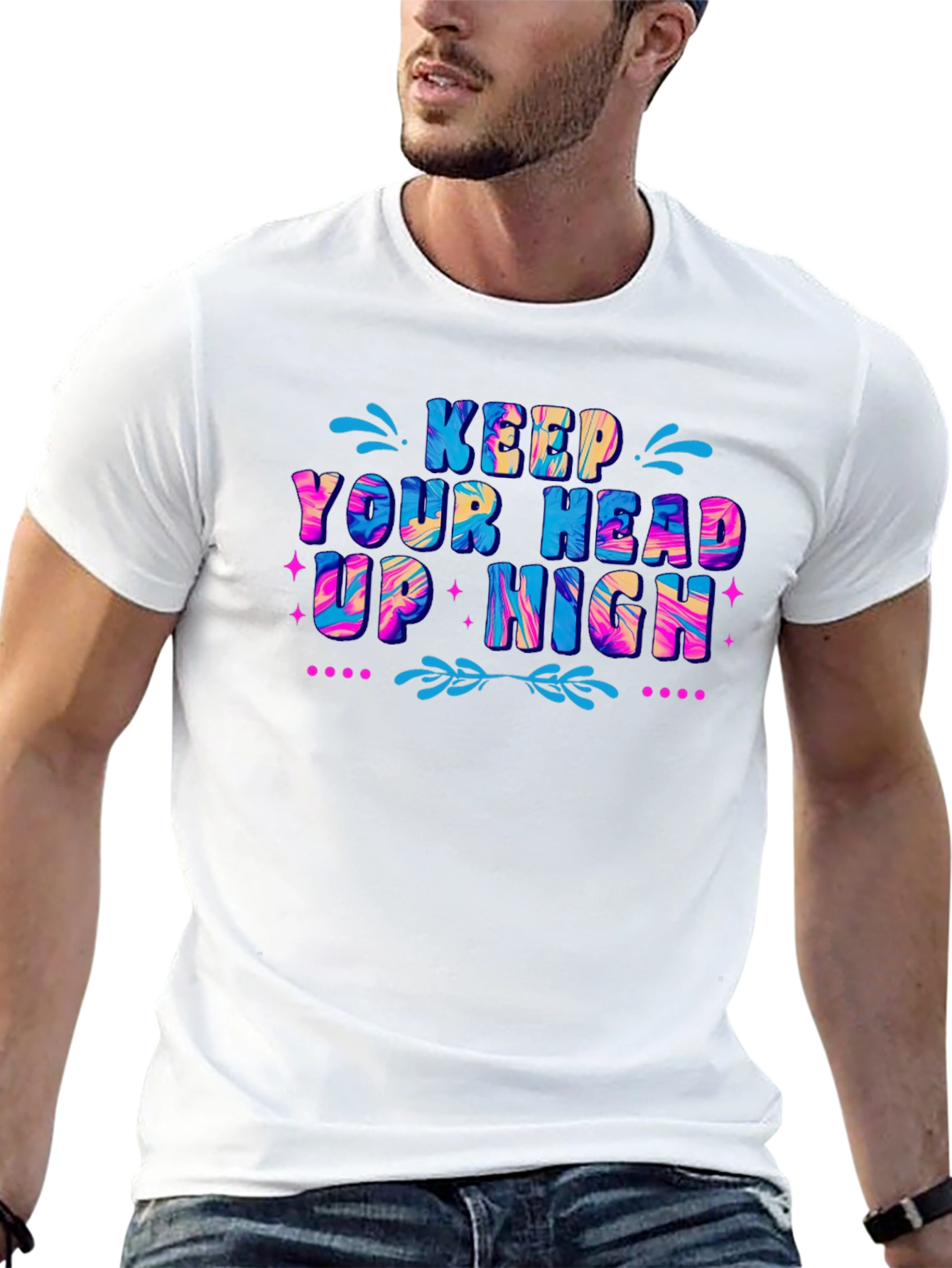 Keep Your Head Up High Graphic T-Shirt - Black