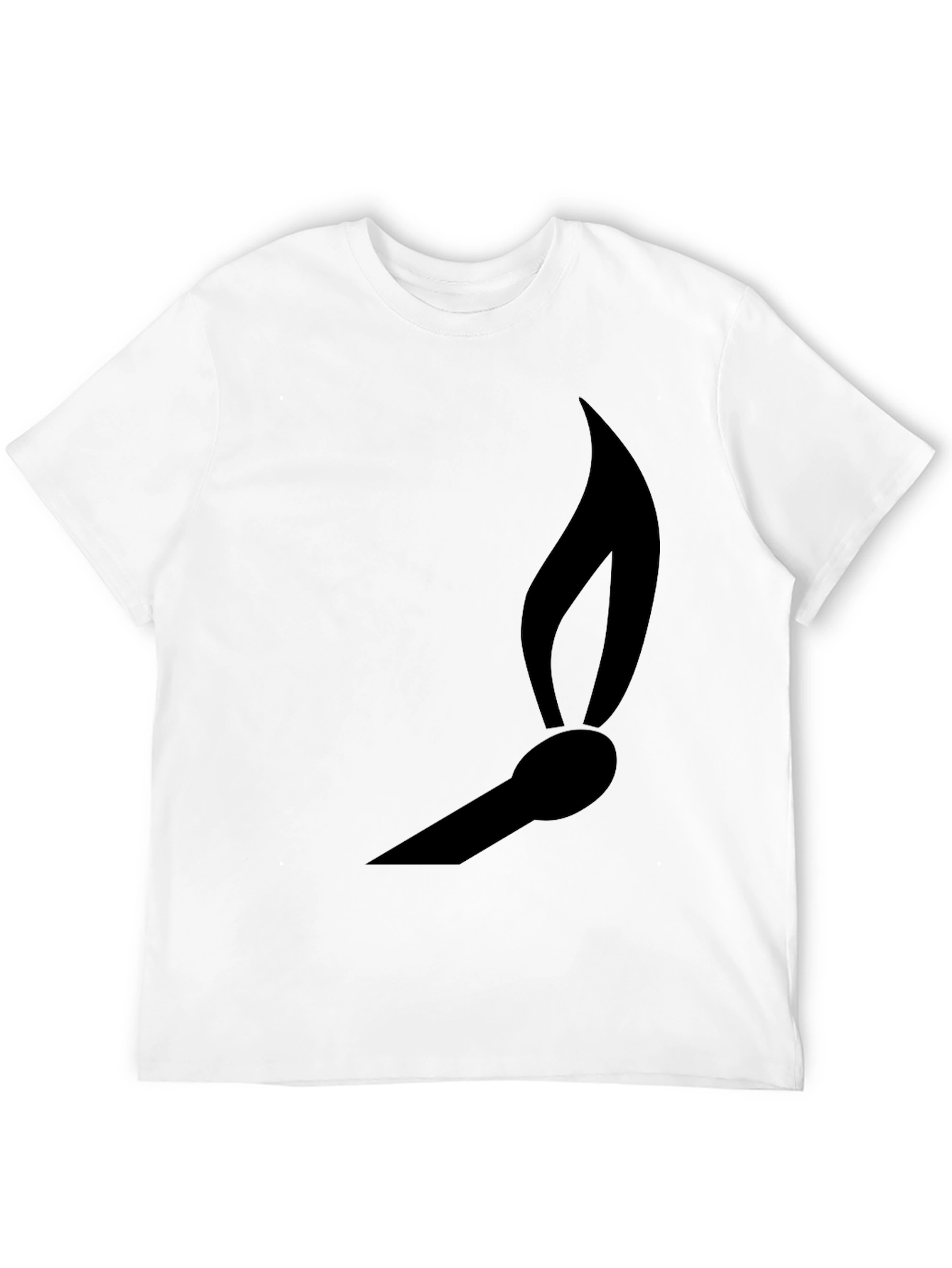 Matchstick Flame Graphic Tee - Black Cotton Casual Shirt