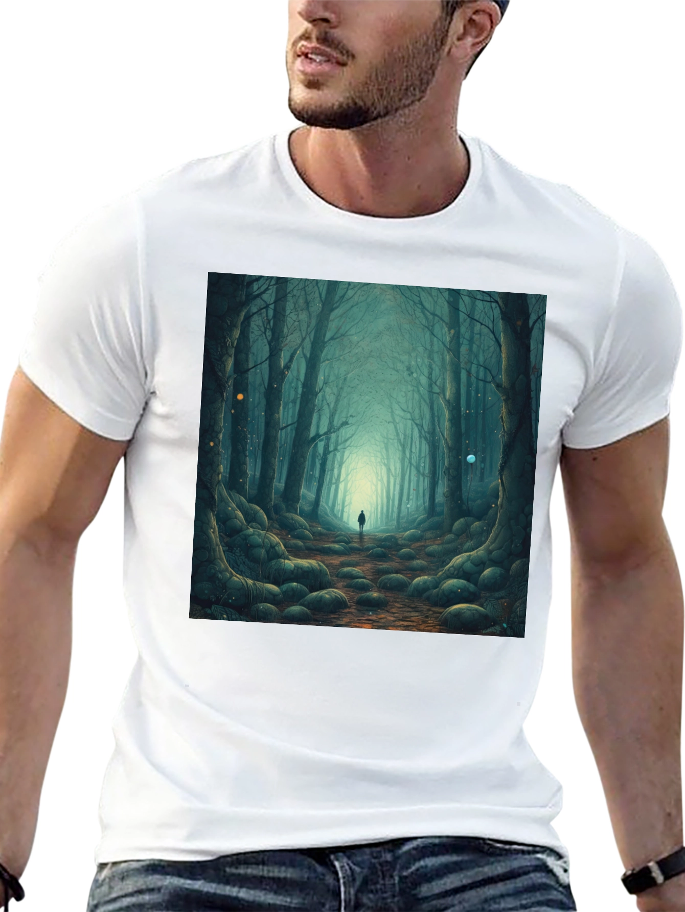 Mystic Forest Graphic Tee - Black Cotton T-Shirt