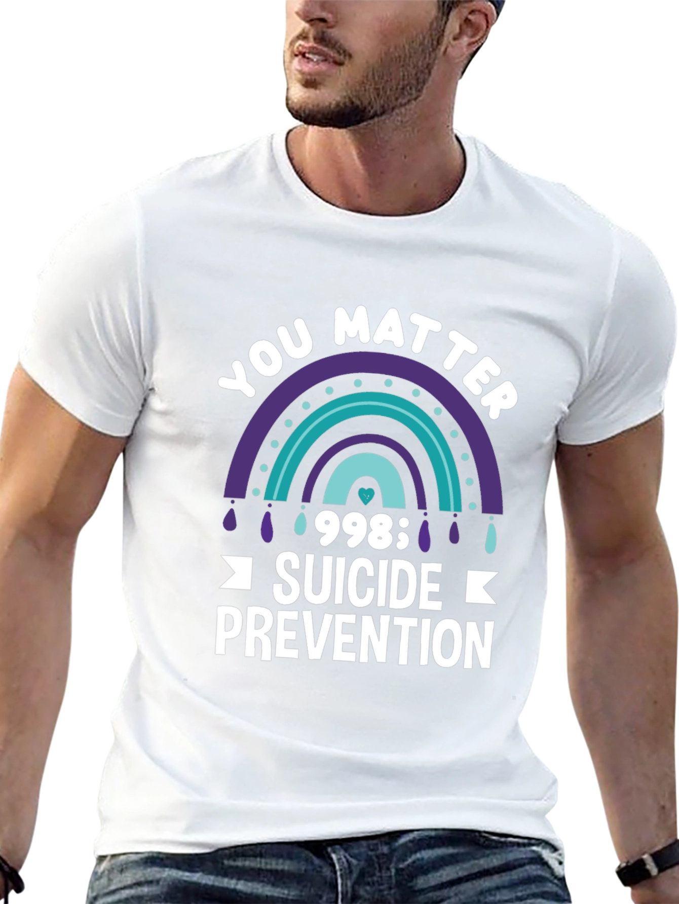 You Matter Suicide Prevention Rainbow Graphic Tee