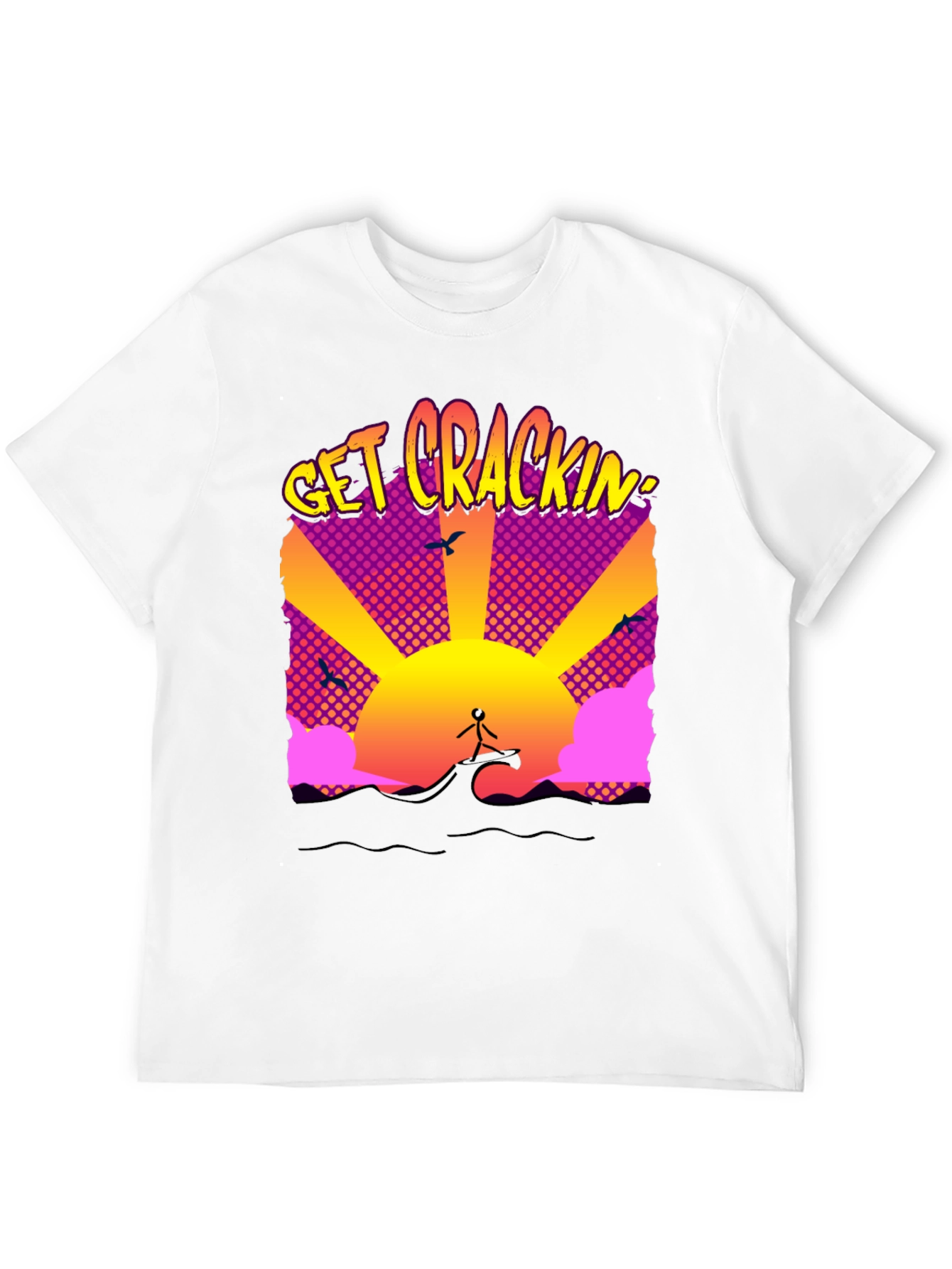 Get Crackin Graphic T-Shirt - Surfing Sunrise