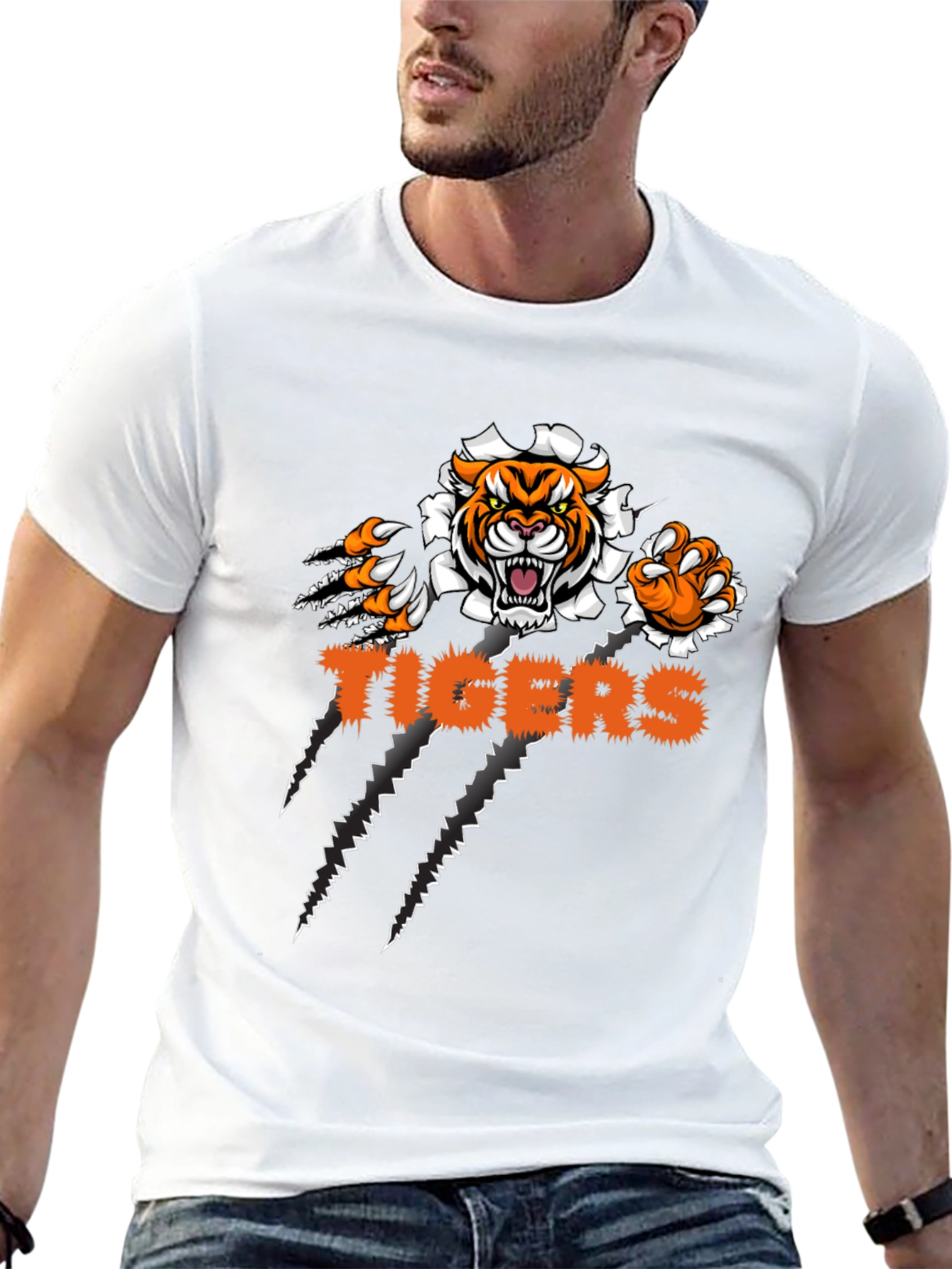 Tigers Graphic Print Black T-Shirt