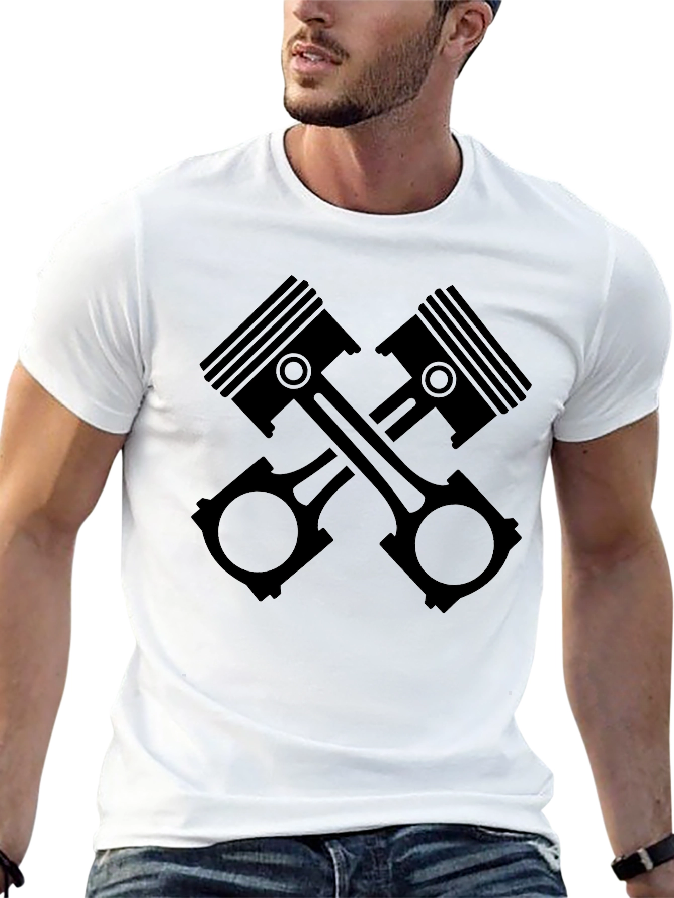 Crossed Pistons Graphic Tee - Automotive Enthusiast Shirt