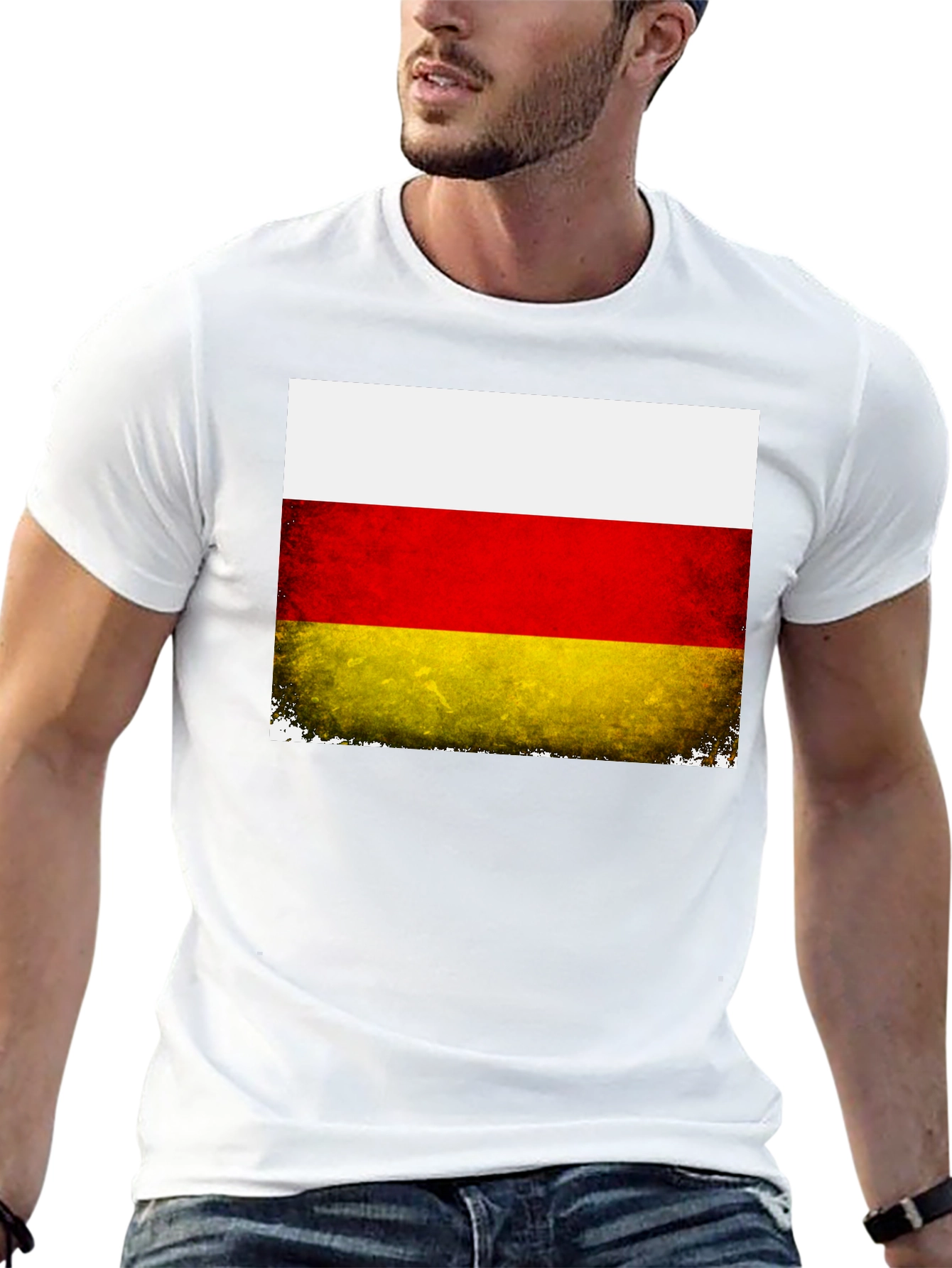 Ossetia Flag Distressed Black T-Shirt