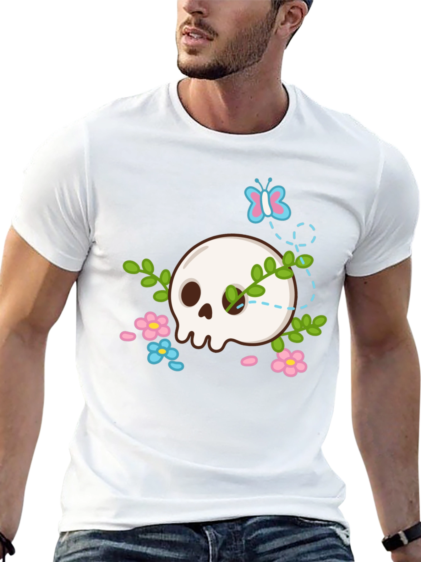 Skull & Flowers Graphic T-Shirt