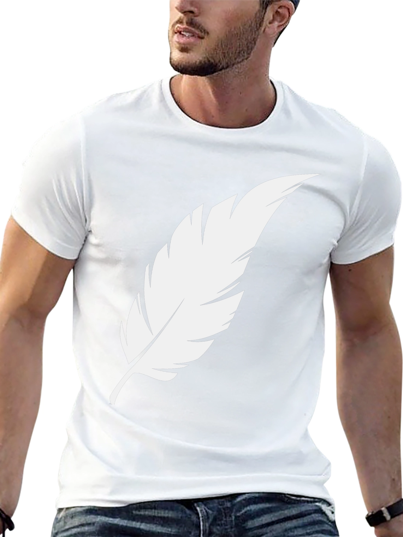 Feather Graphic Tee - Stylish Black Cotton T-Shirt