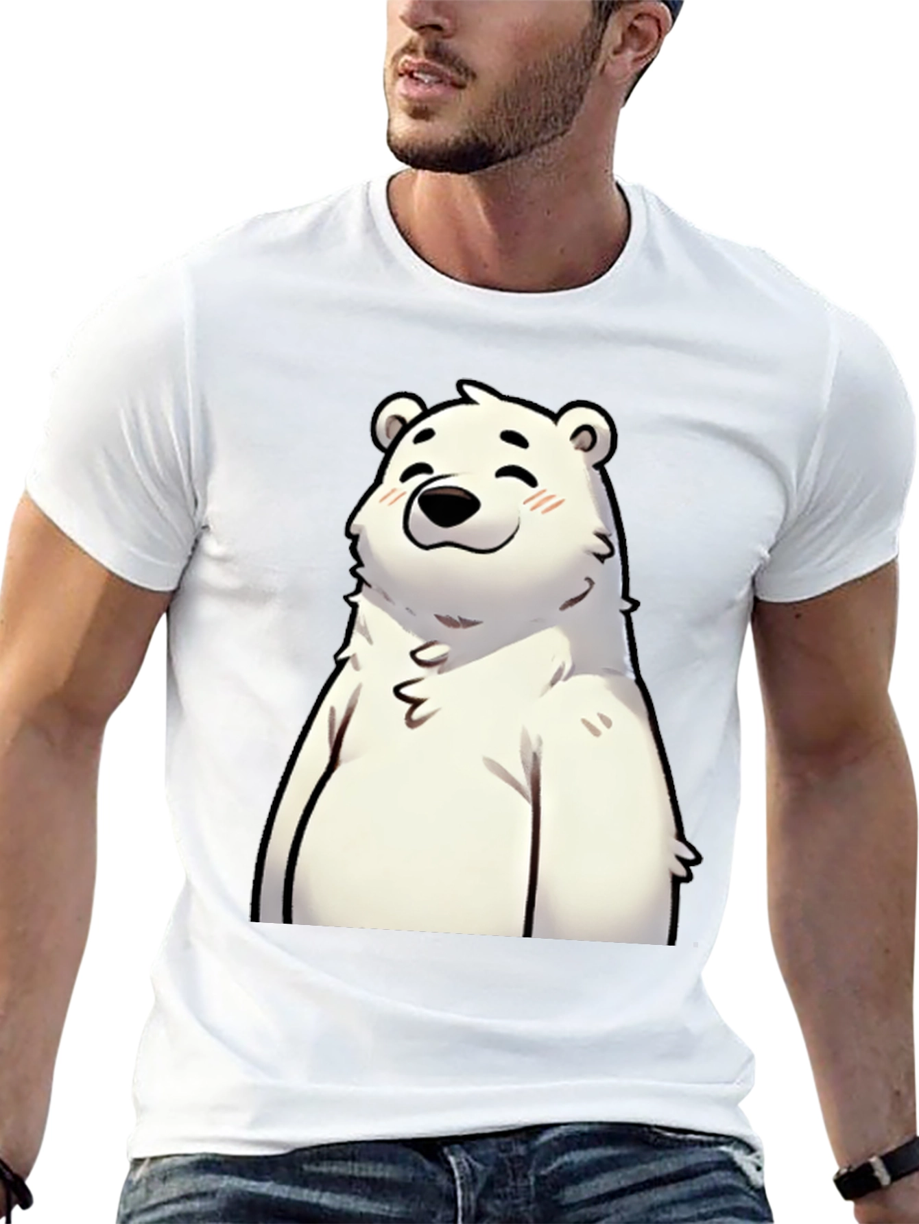 Cute Polar Bear Graphic Black T-Shirt