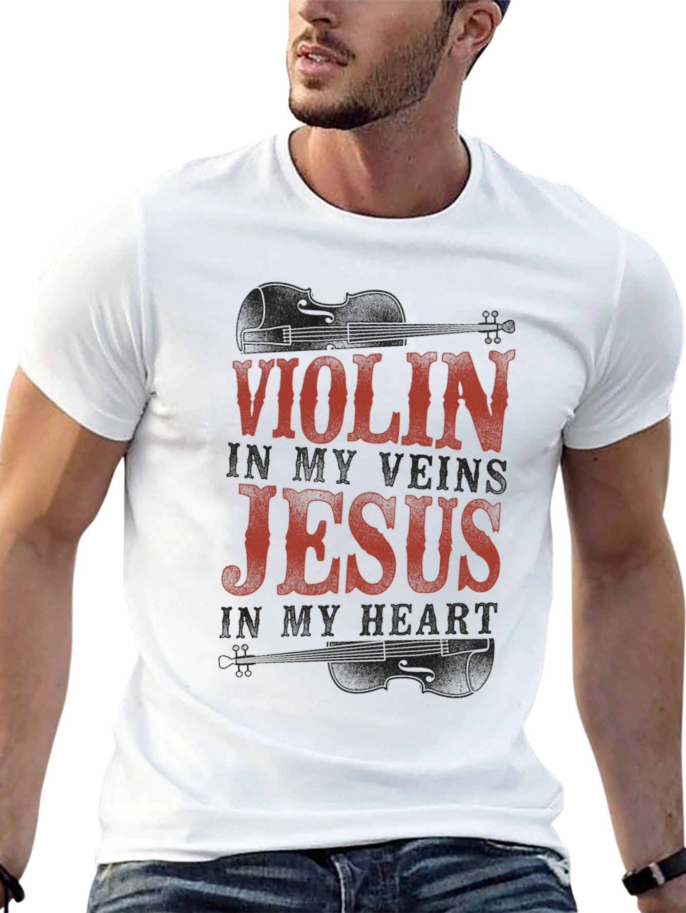Violin & Jesus Black T-Shirt